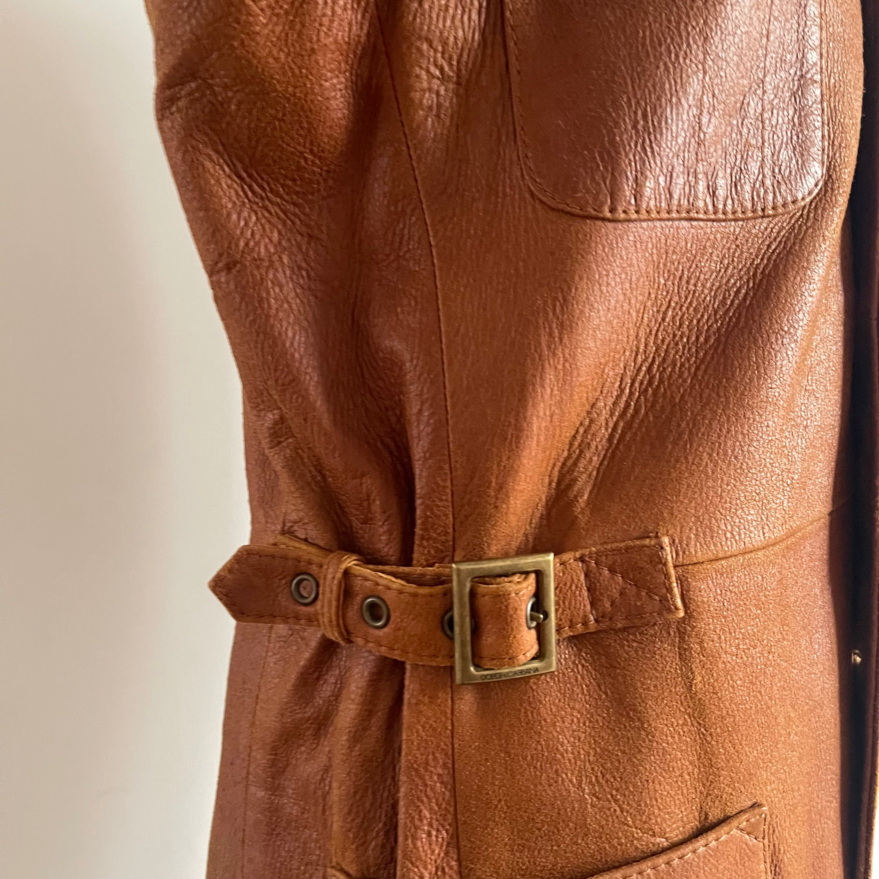 Dolce & Gabbana Double Breasted Calf Leather Coat