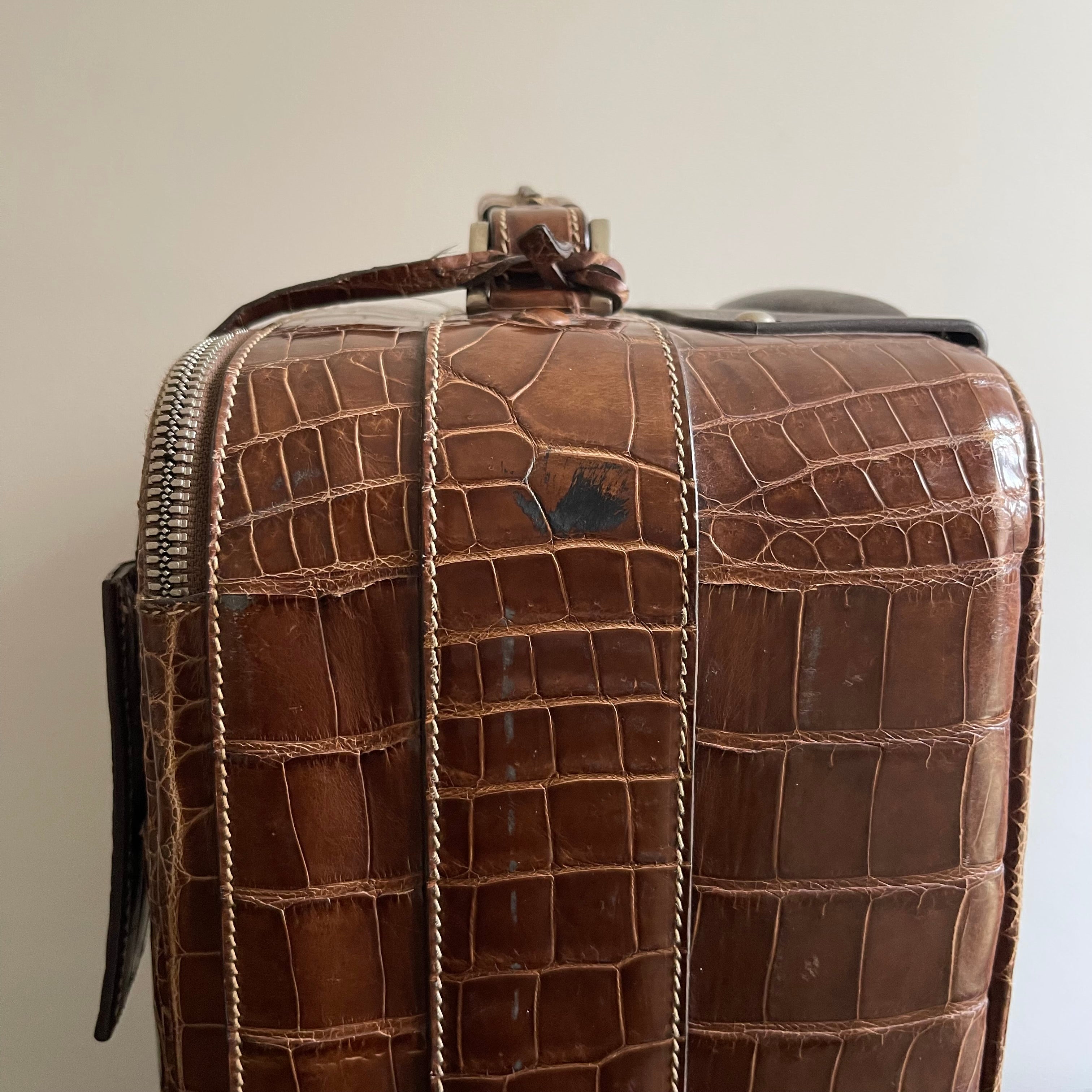 Prada Crocodile Leather Trolley Travel Bag