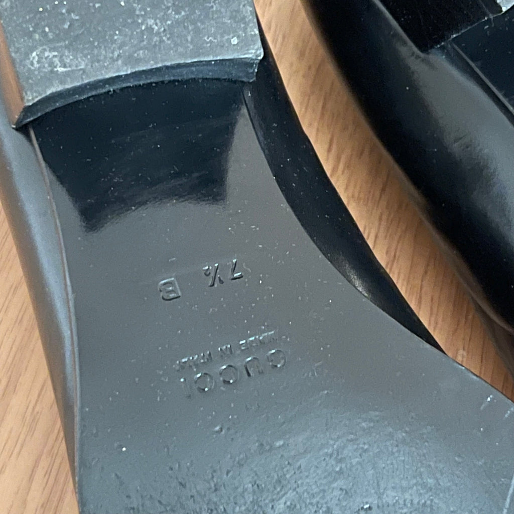 Gucci Vintage Black Leather Square-Toe Loafers