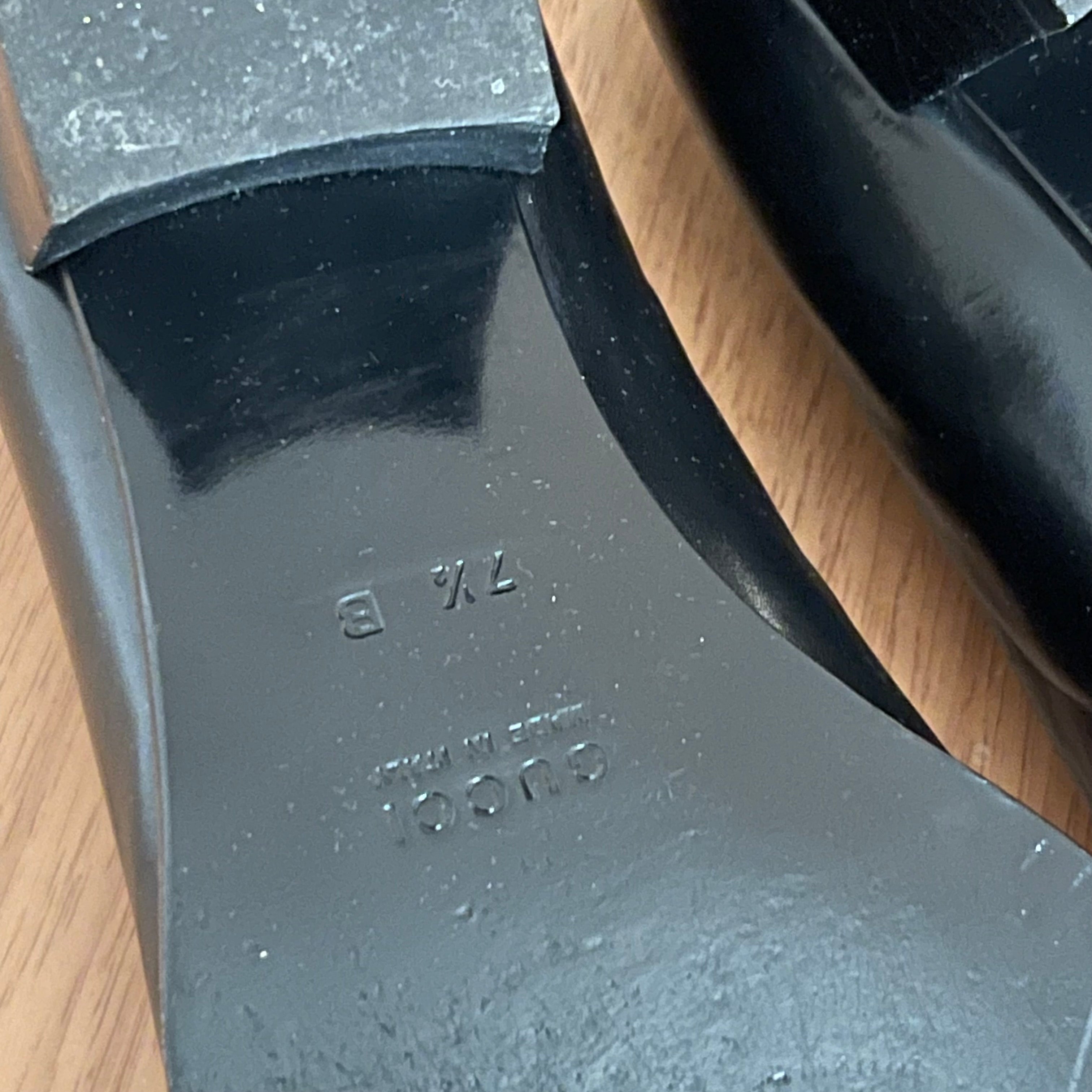 Gucci Vintage Black Leather Square-Toe Loafers