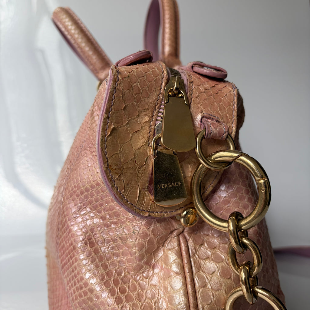 Versace Pink Python Tote Bag