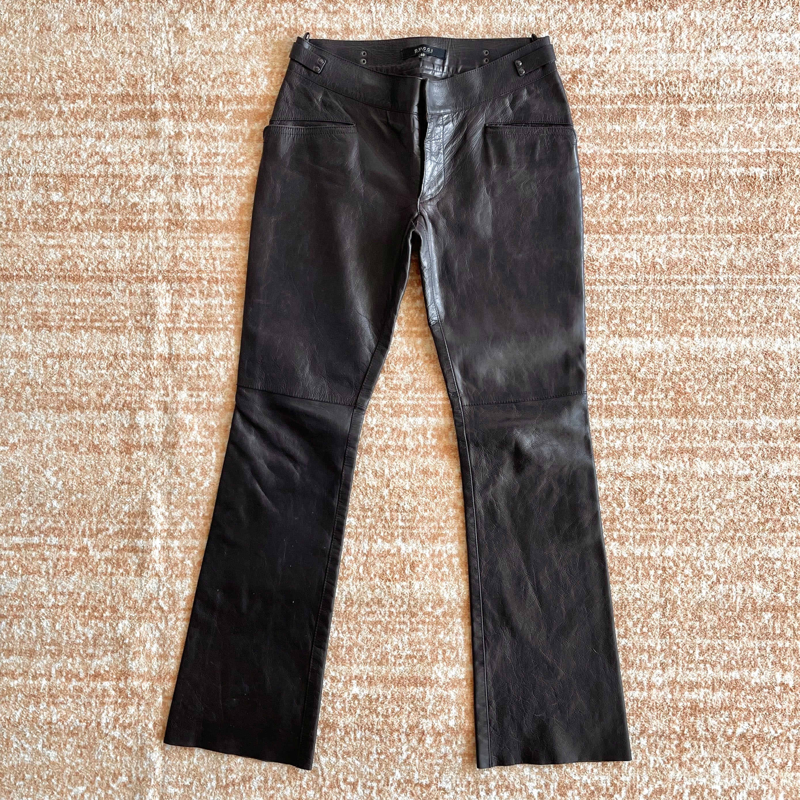 Gucci by Tom Ford Brown Leather Pants