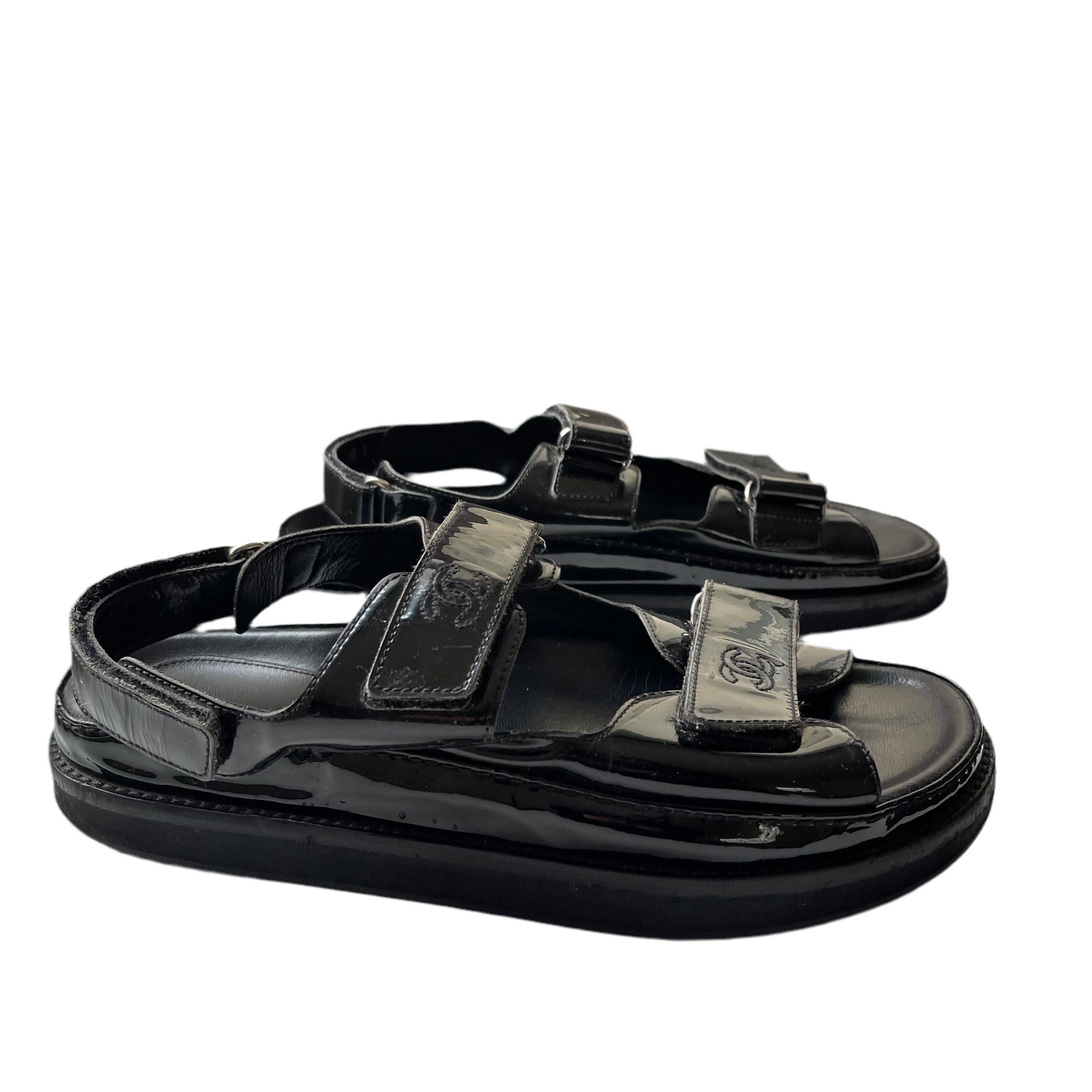 Chanel Dad Sandals Patent Leather