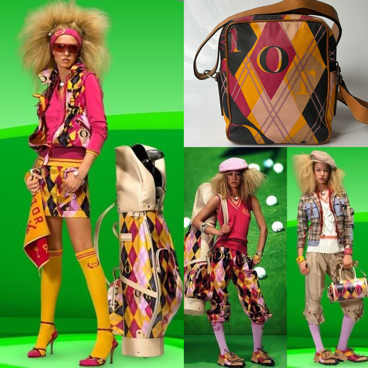 Christian Dior by John Galliano 2004 Golf Collection Harlequin Bag