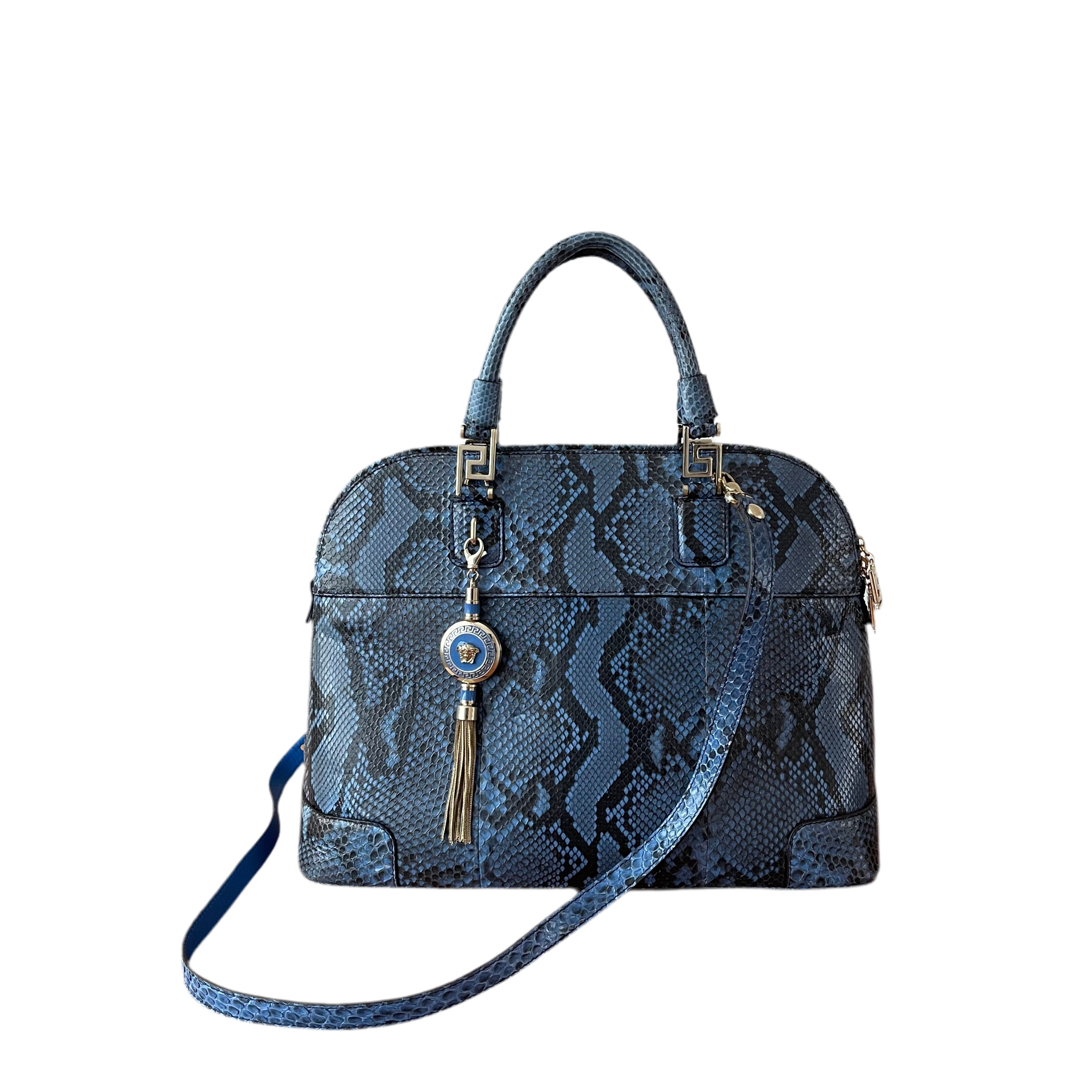 Versace Blue Python Athena Vanitas Bag