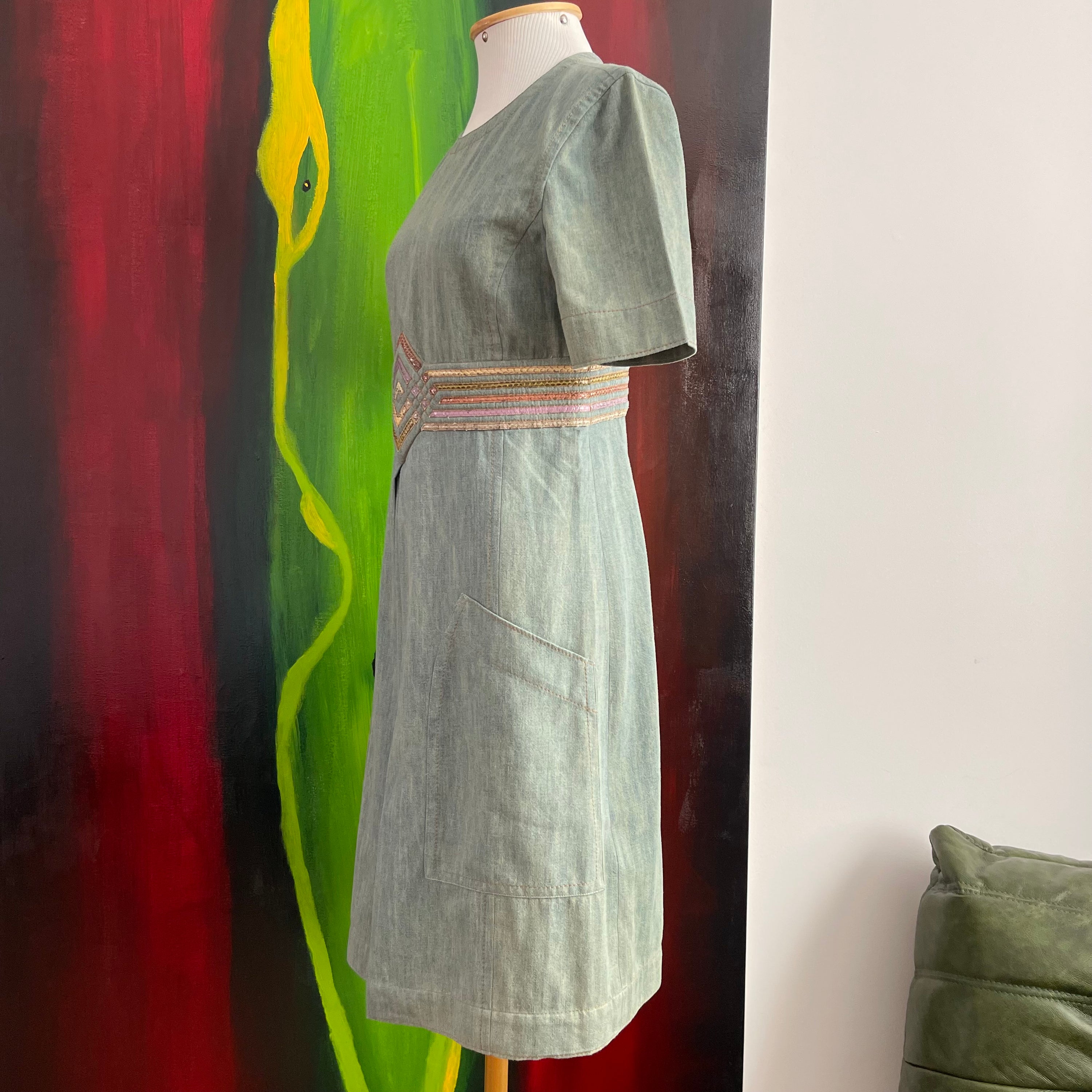 Bottega Veneta Denim dress with Python Effect Details