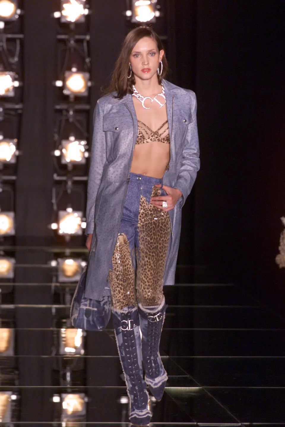 Christian Dior by John Galliano F/W 2000 Baby Blue Leather Jacket