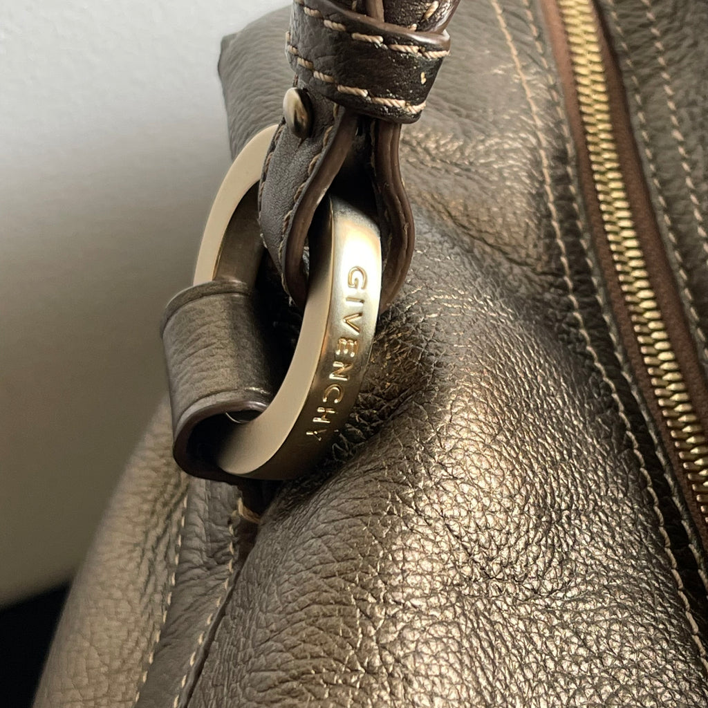 Givenchy Metallic Soft Leather Logo Embossed Braided Handle Satchel