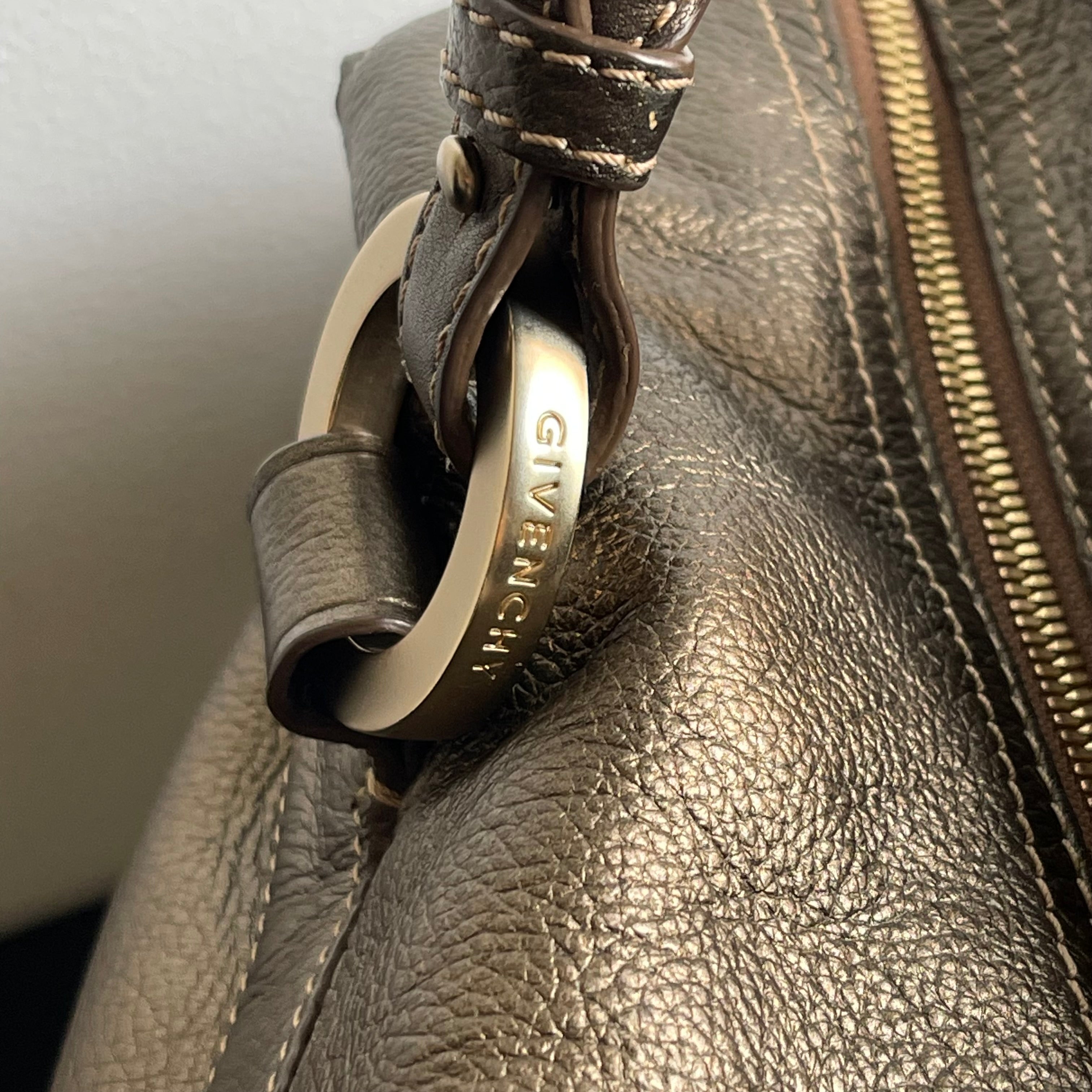 Givenchy Metallic Soft Leather Logo Embossed Braided Handle Satchel