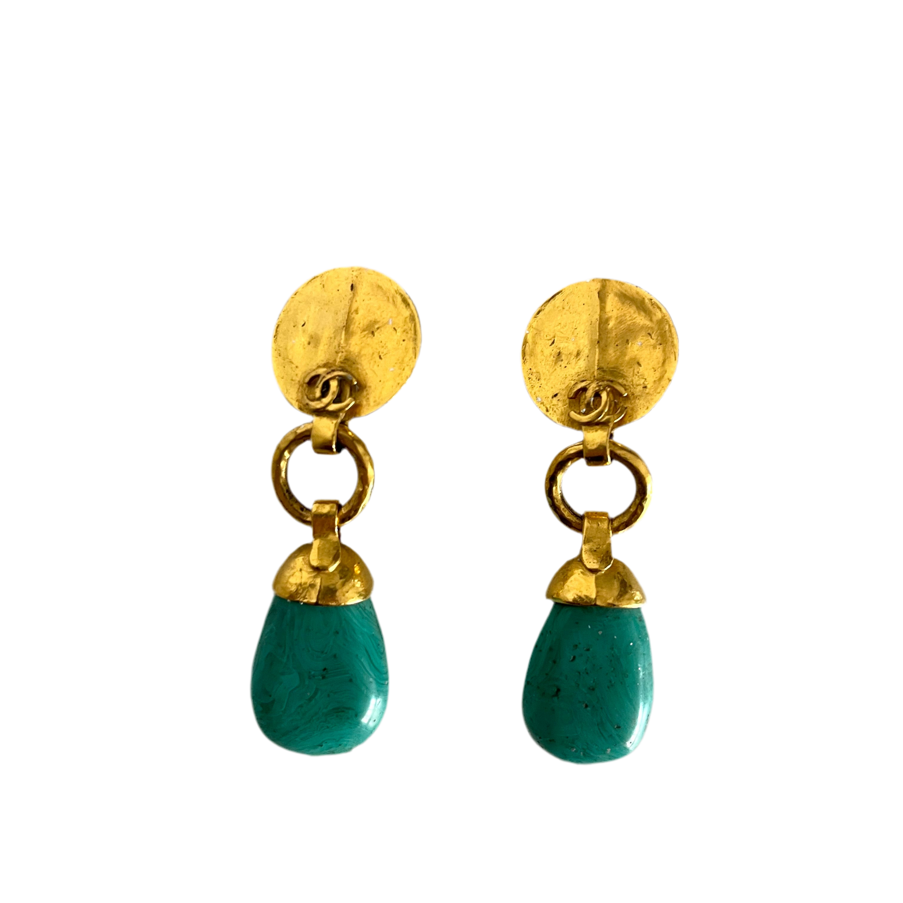 Chanel 1998 Turquoise Gold Earrings