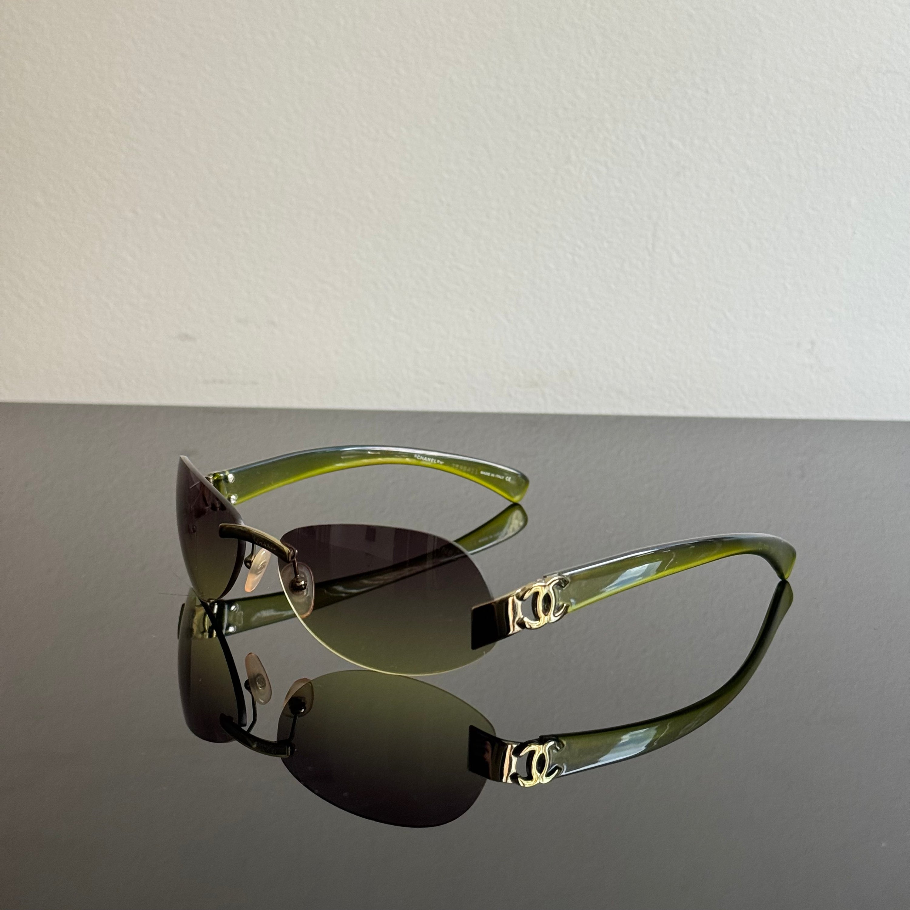 Chanel 2000s Green Sunglasses