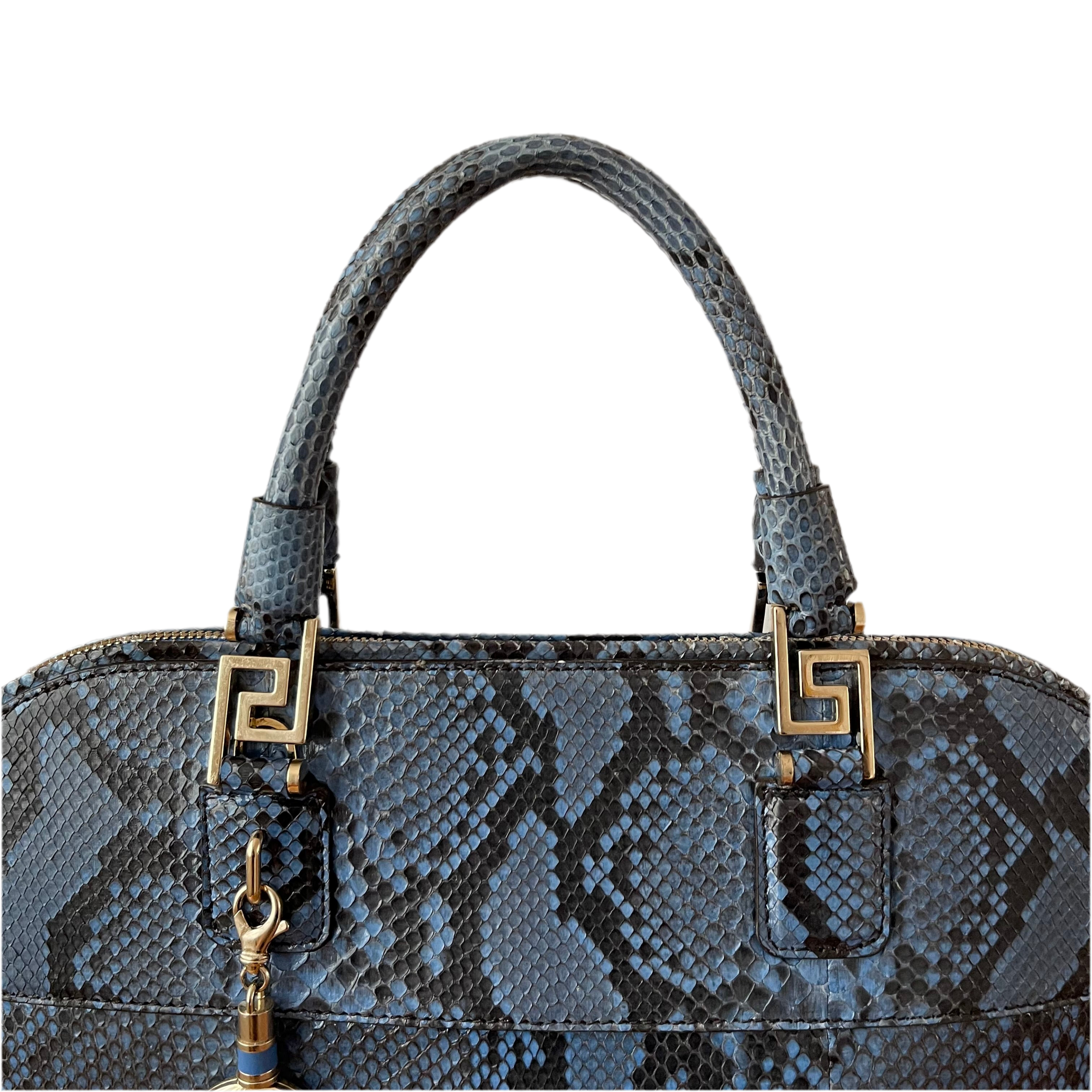 Versace Blue Python Athena Vanitas Bag
