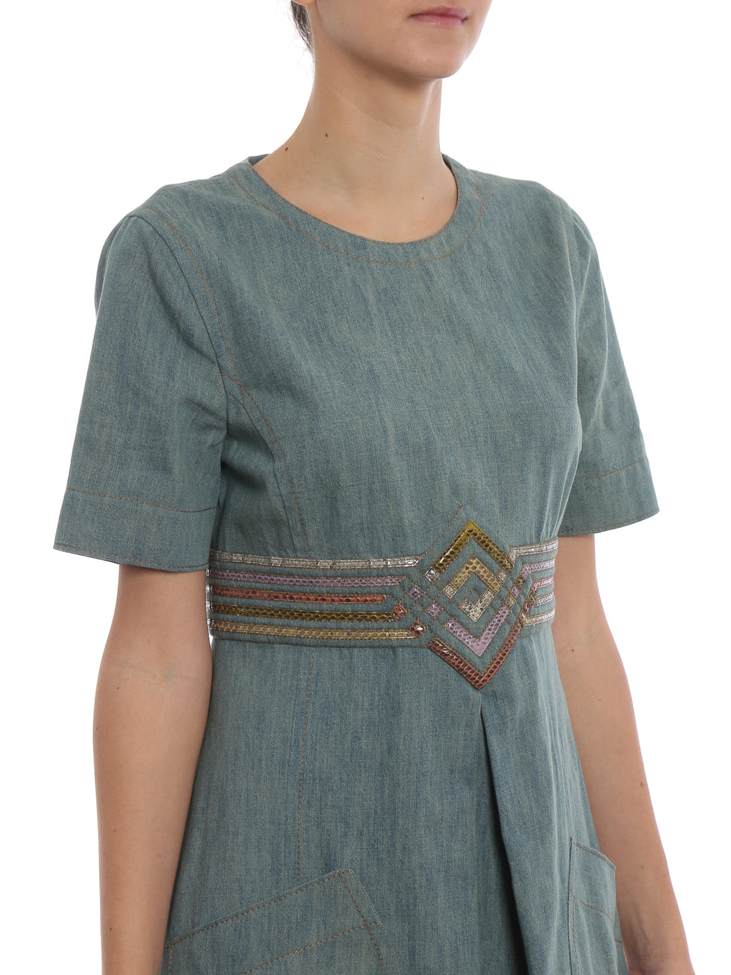 Bottega Veneta Denim dress with Python Effect Details