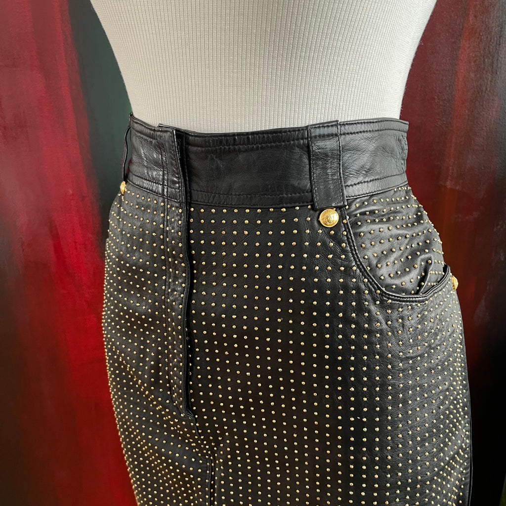 Gianni Versace 90s Studded Leather Skirt