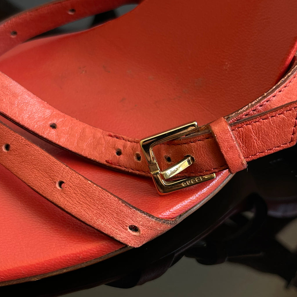 Gucci Tom Ford Vintage Horsebit Red Leather Strappy Heels