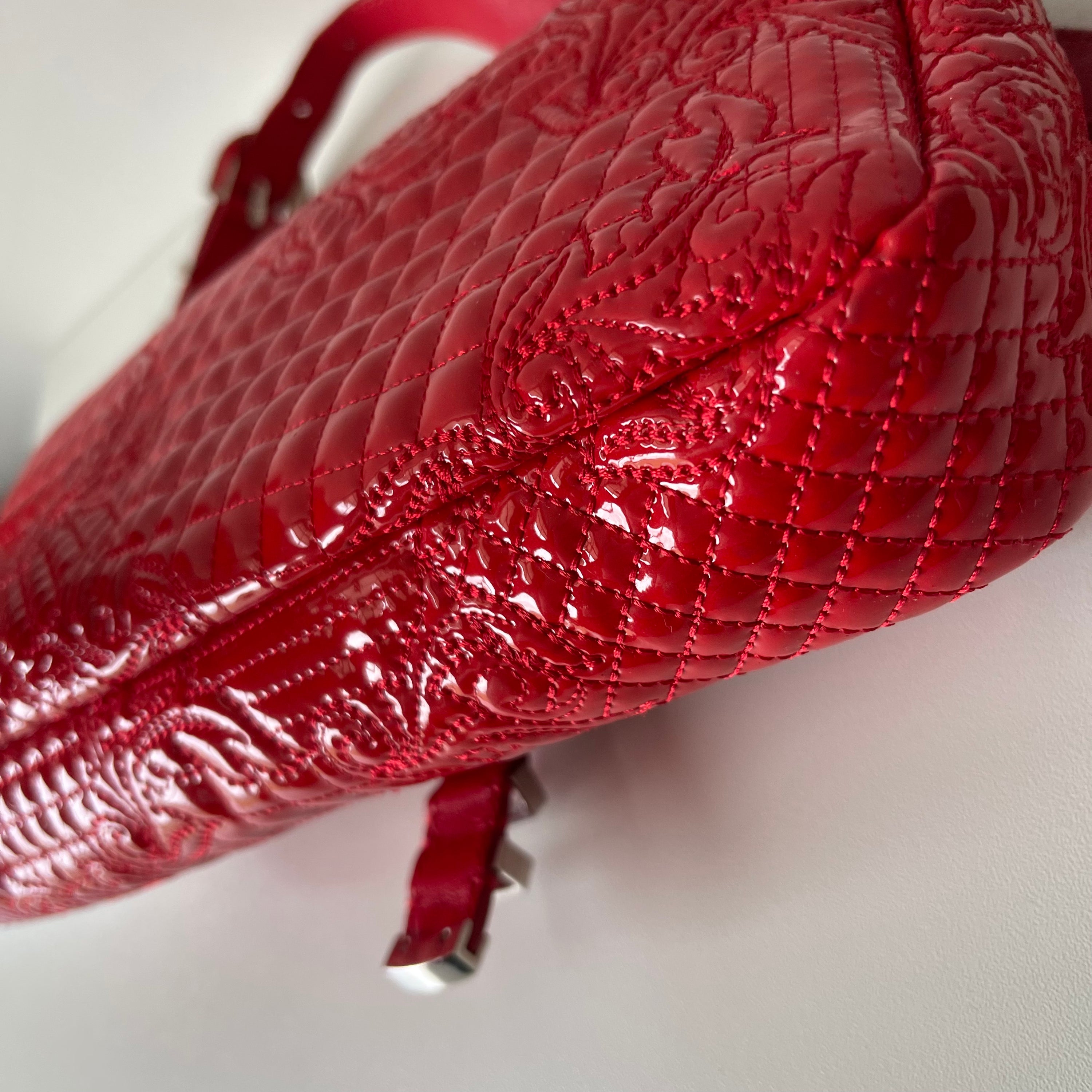 Versace Harness Red Patent Leather Bag
