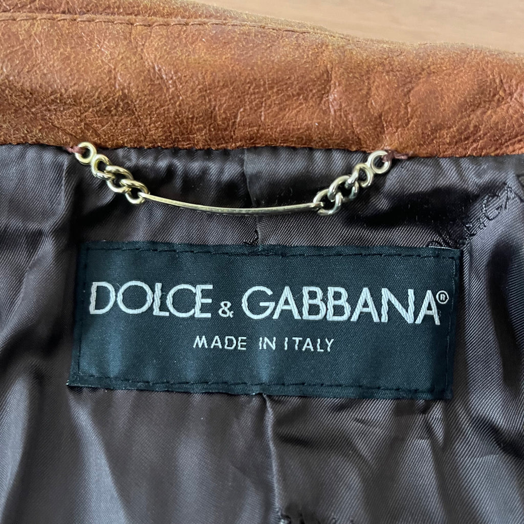 Dolce & Gabbana Double Breasted Calf Leather Coat
