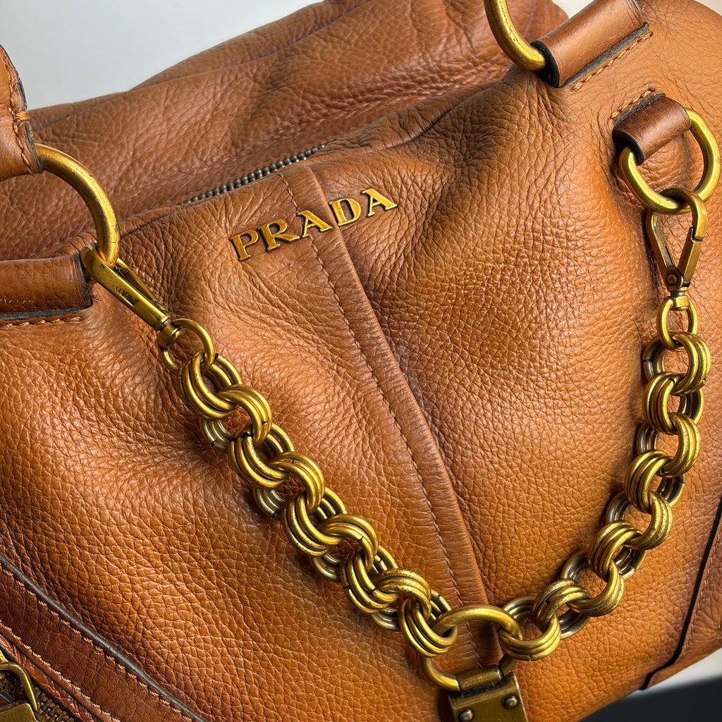 Prada Boston Chain Vitello Leather Bag