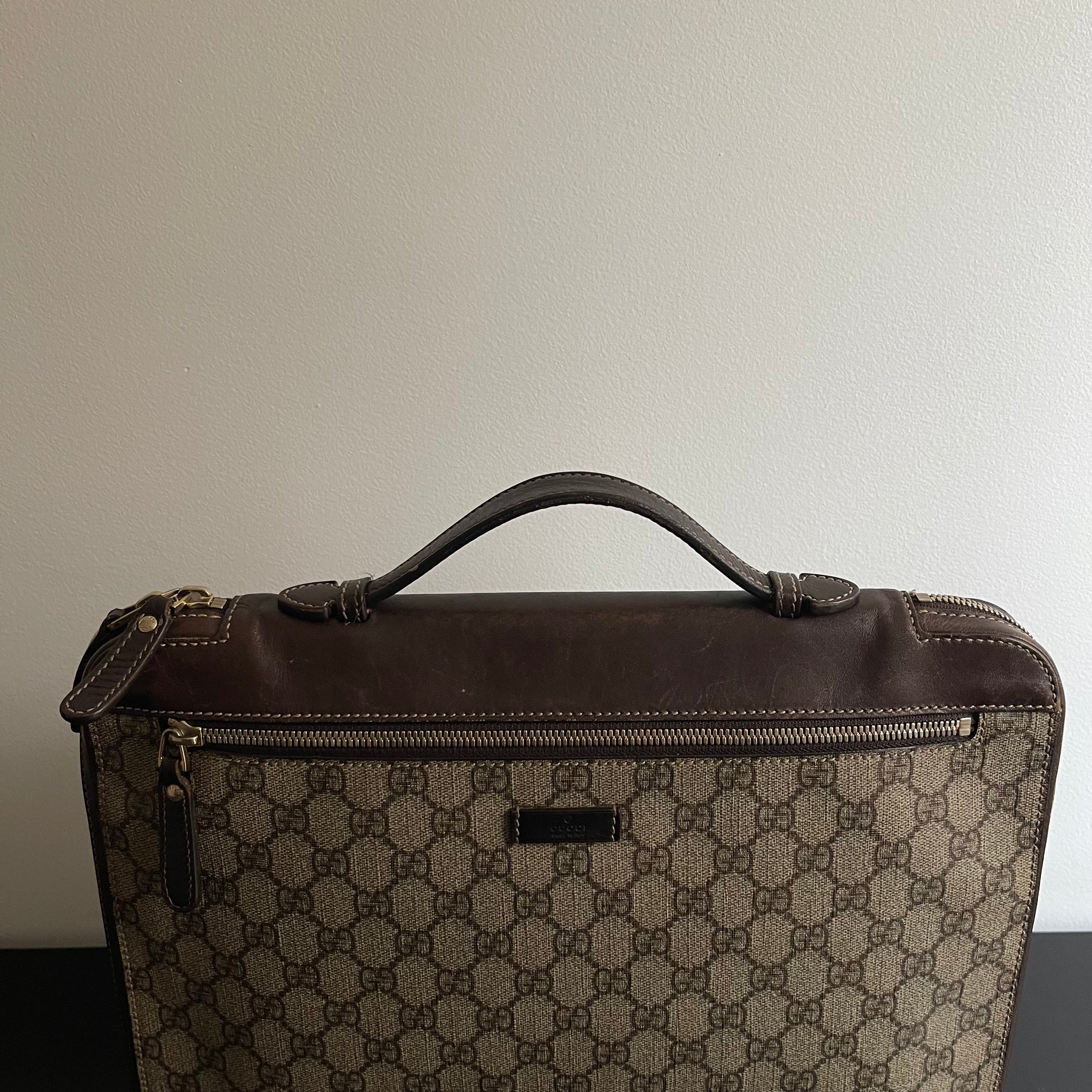 Gucci Brown/Beige GG Supreme Canvas Portfolio Case