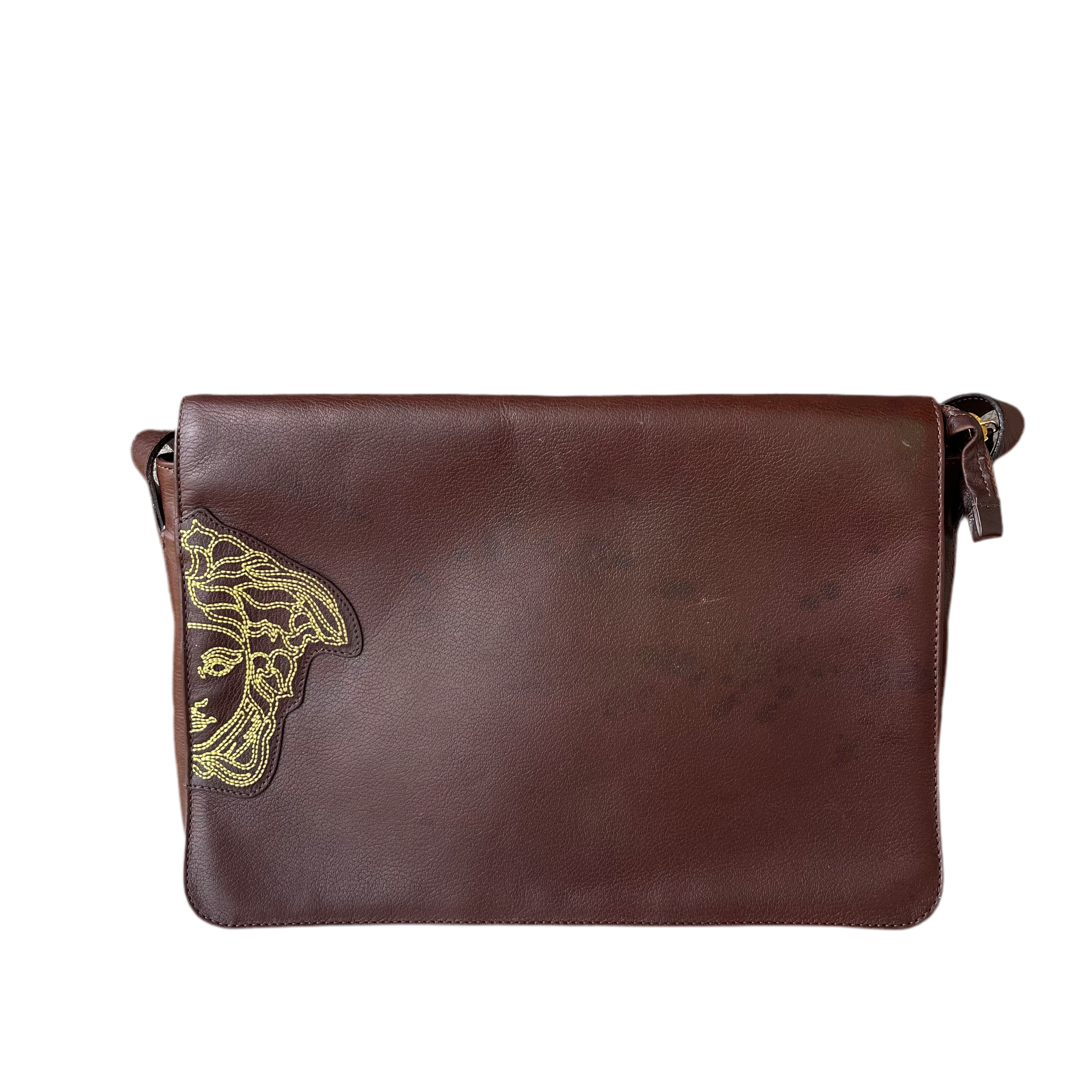 Gianni Versace Messenger Leather Shoulder Bag