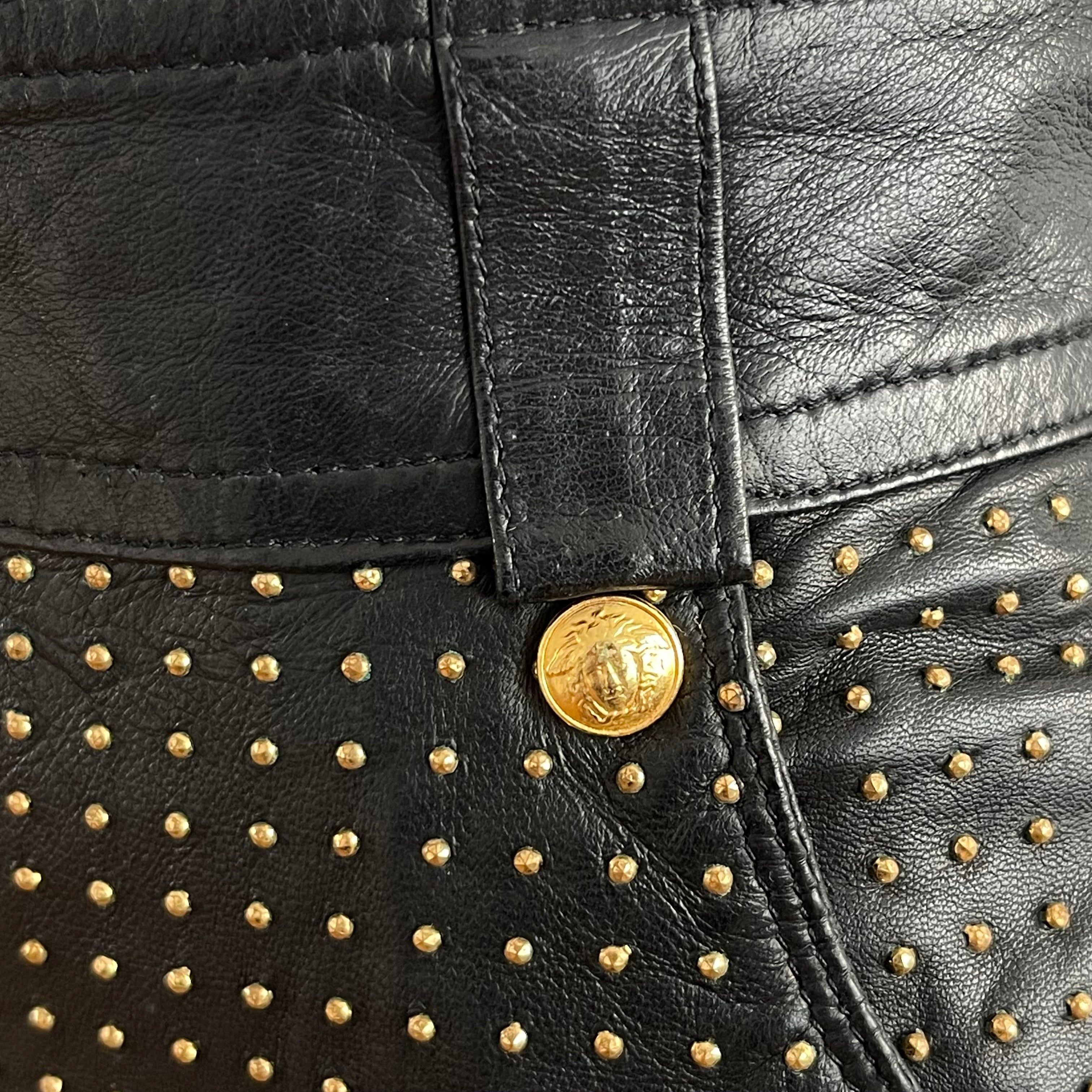 Gianni Versace 90s Studded Leather Skirt