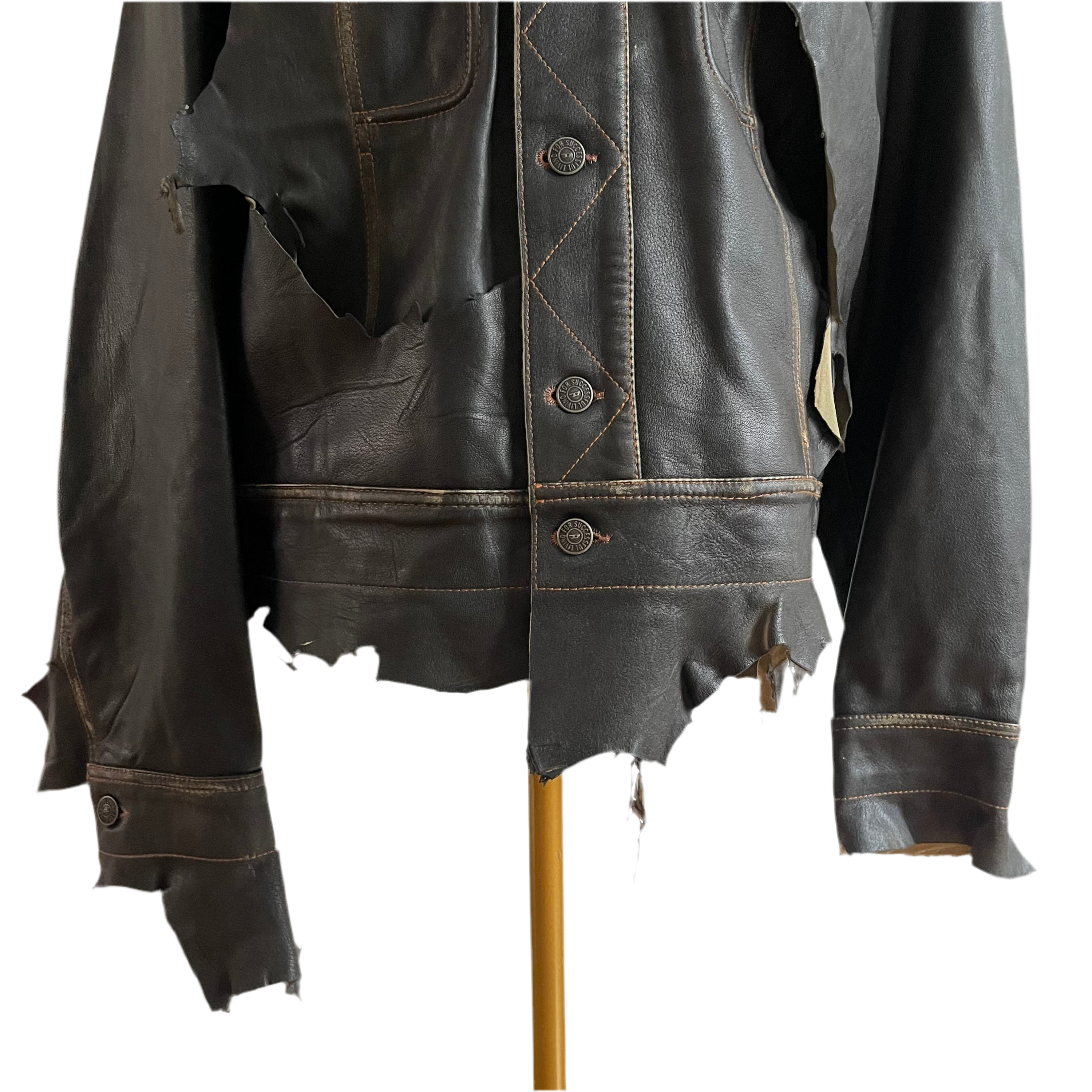 Diesel Distressed Leather Biker Jacket