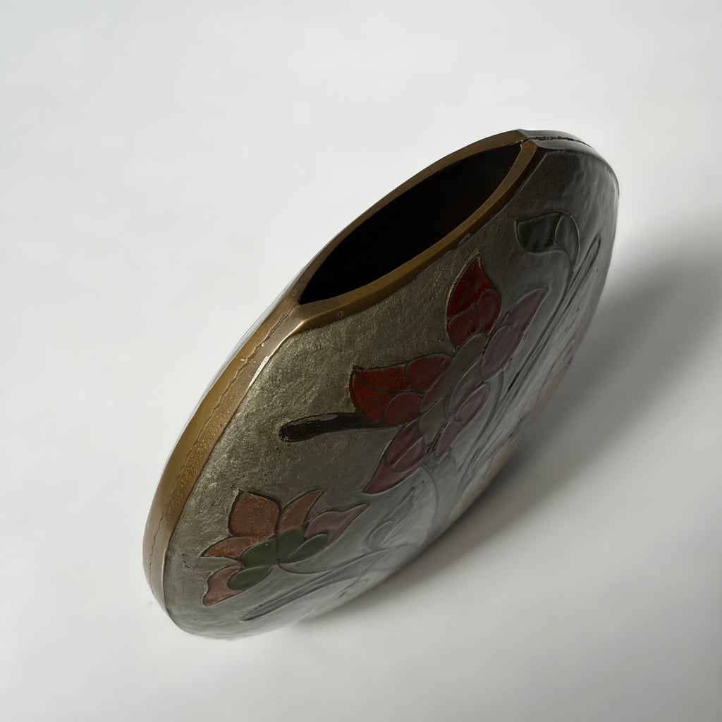 Vintage Floral Bronze Vase