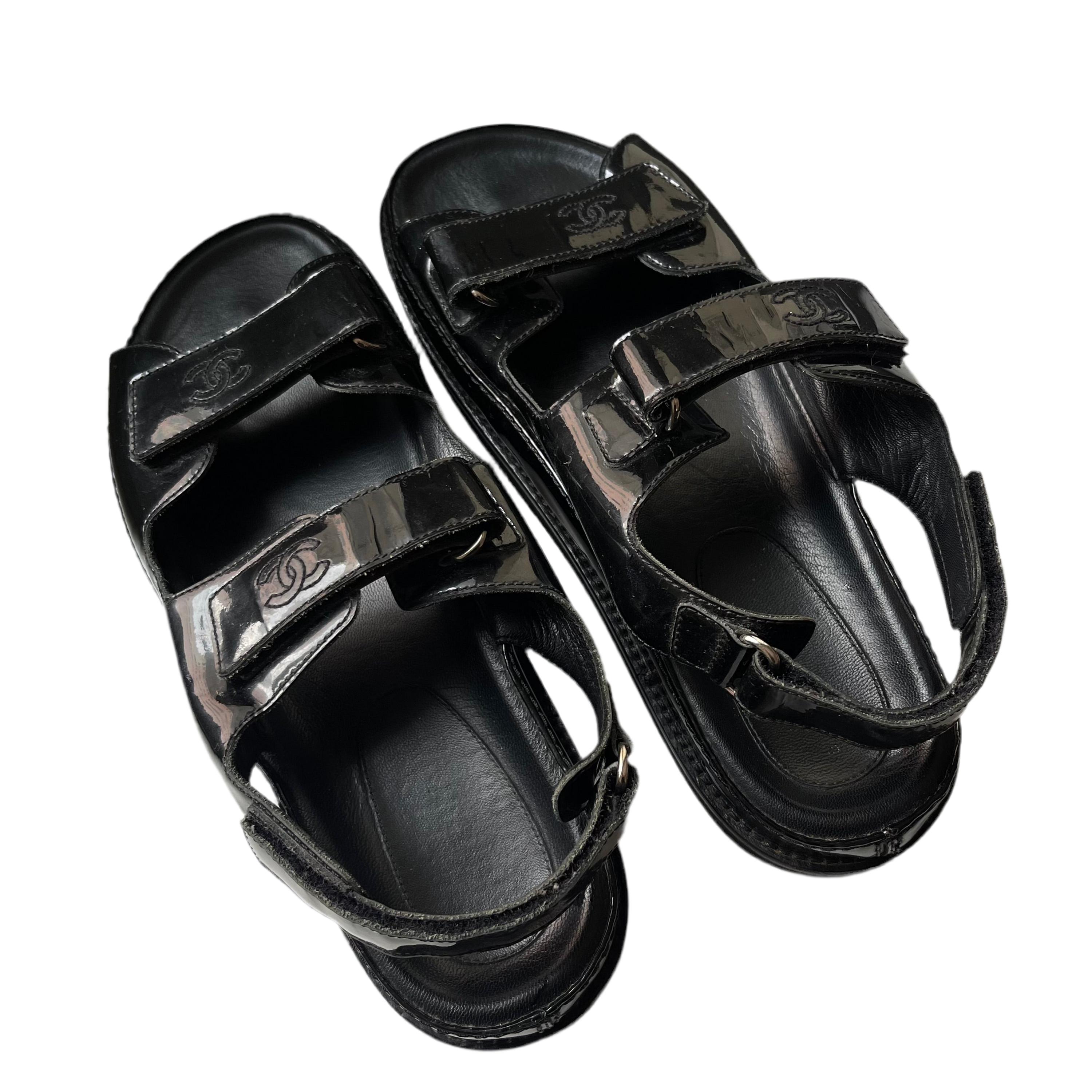 Chanel Dad Sandals Patent Leather