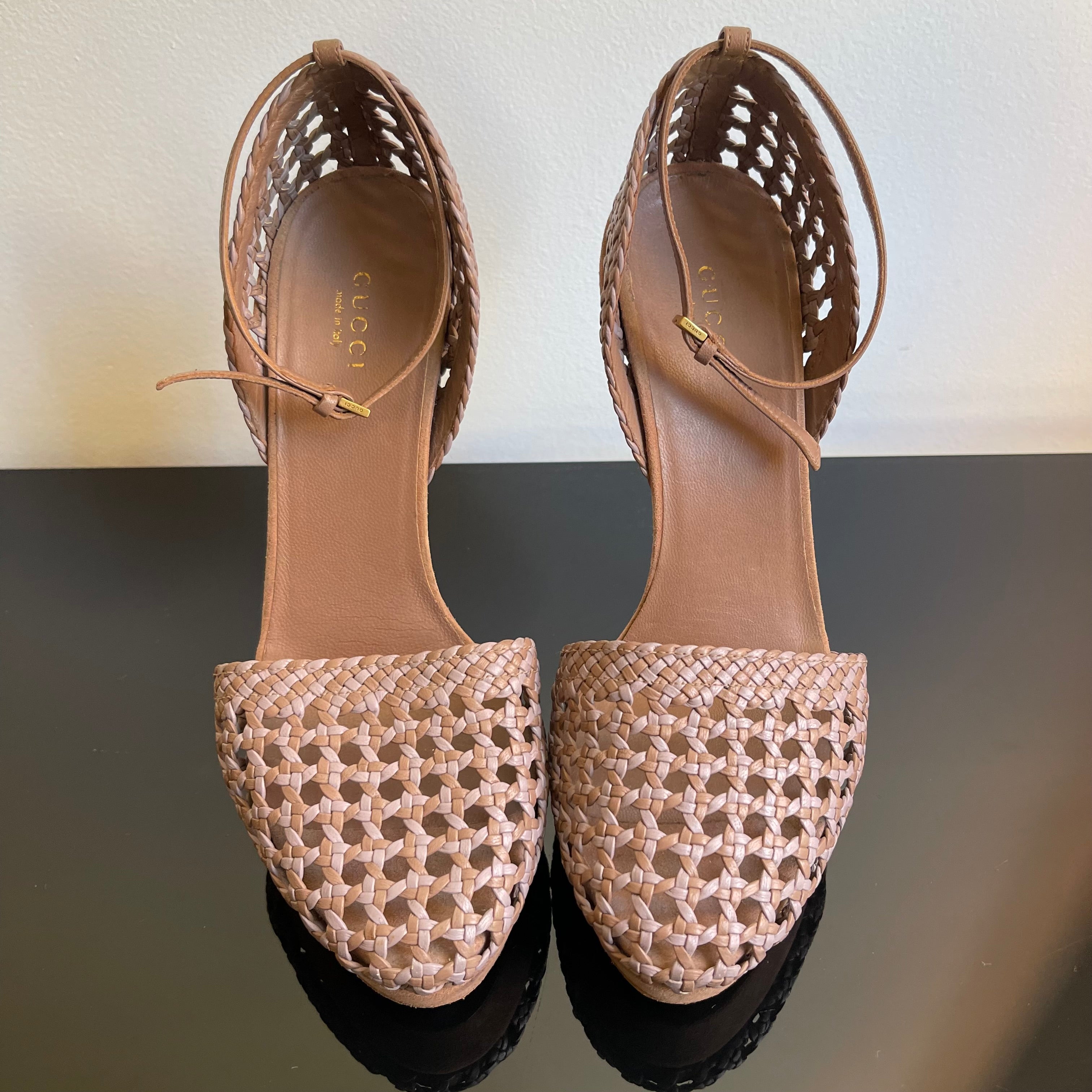 Gucci Suede Braided Accents D'Orsay Pumps