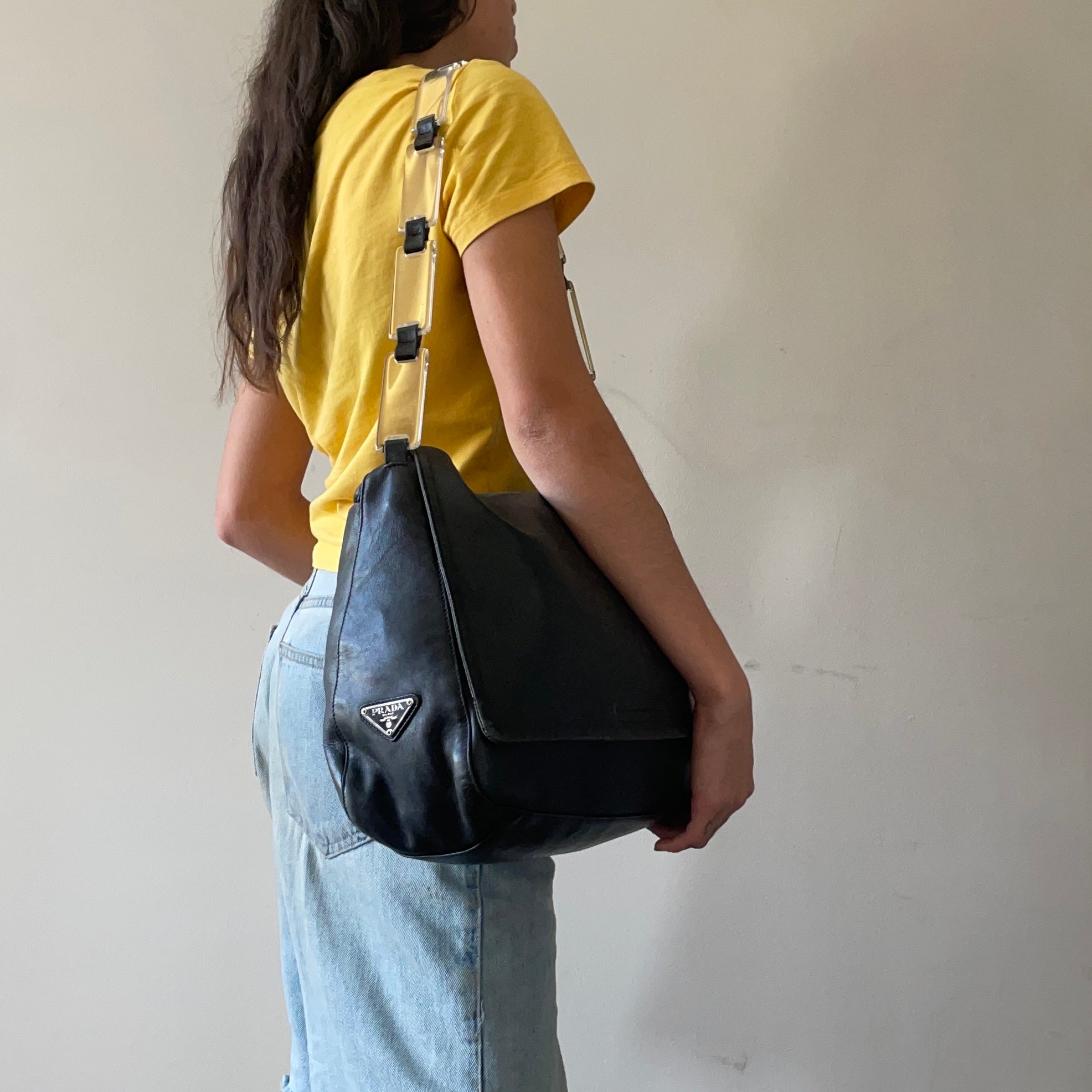 Prada Leather Acrylic Shoulder Bag