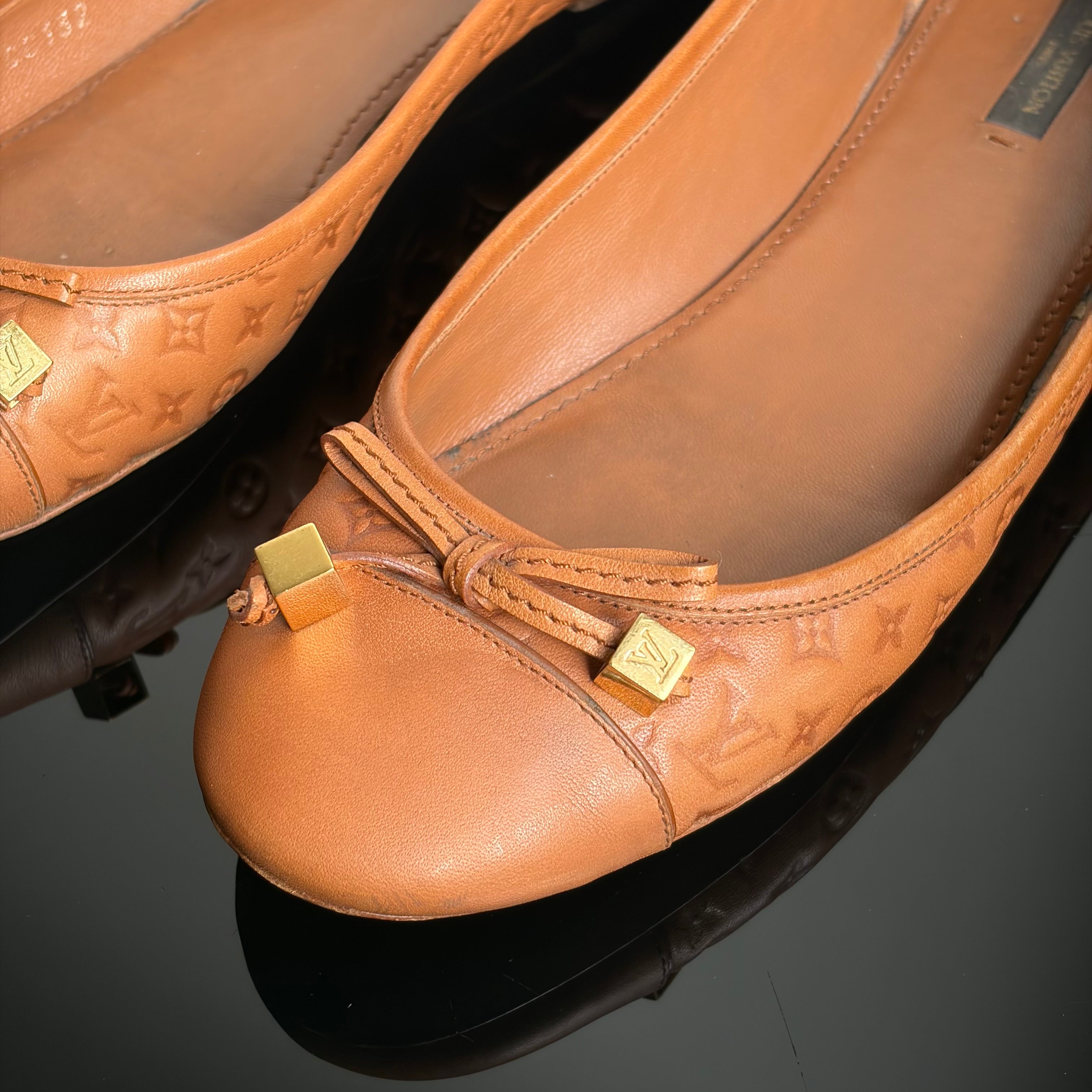 Louis Vuitton Debbie Leather Monogram Flats