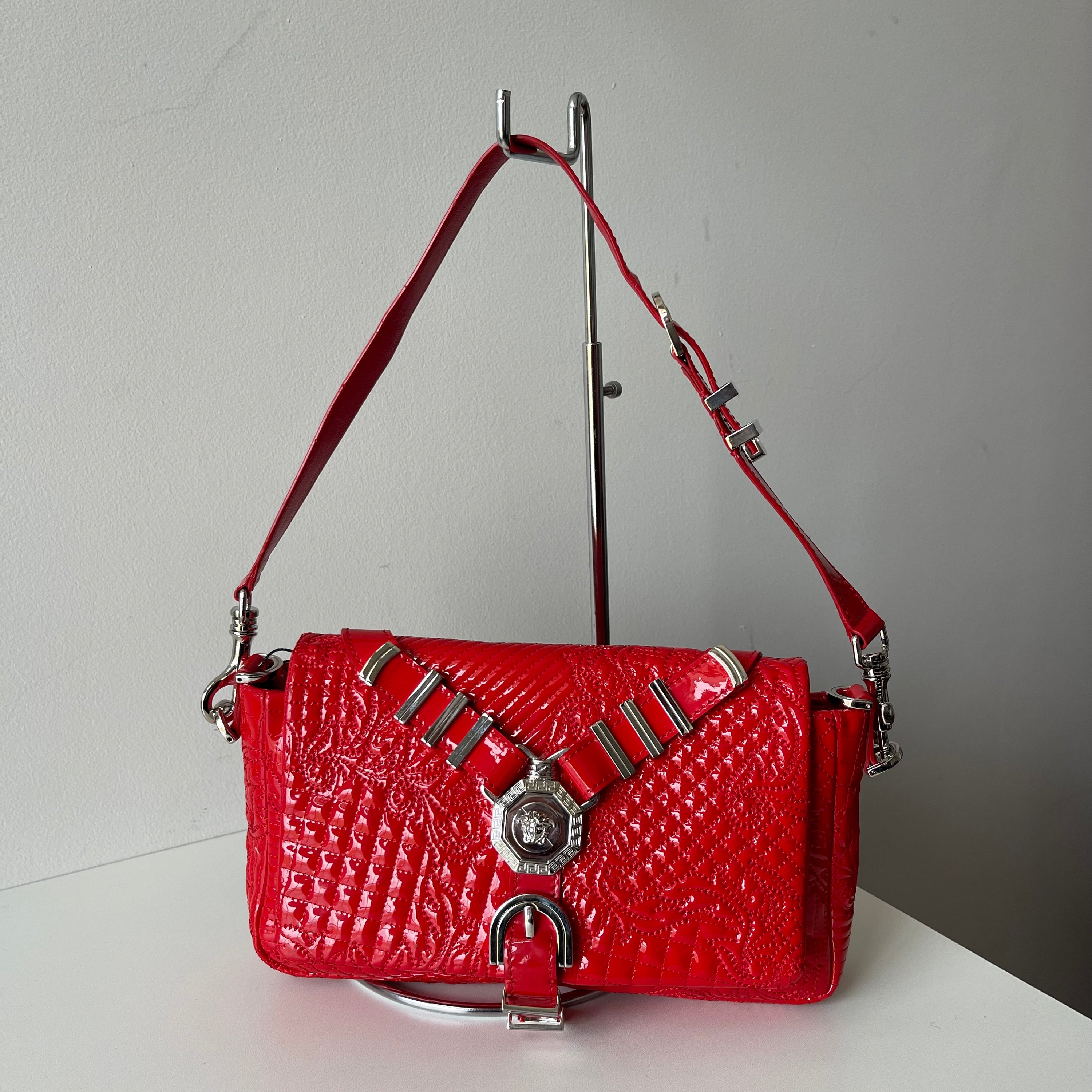 Versace Harness Red Patent Leather Bag