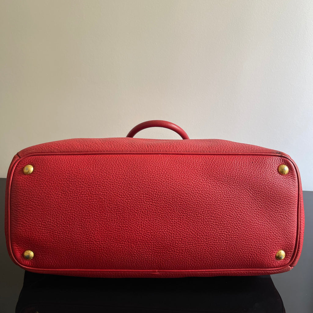 Prada Red Leather Tote Bag