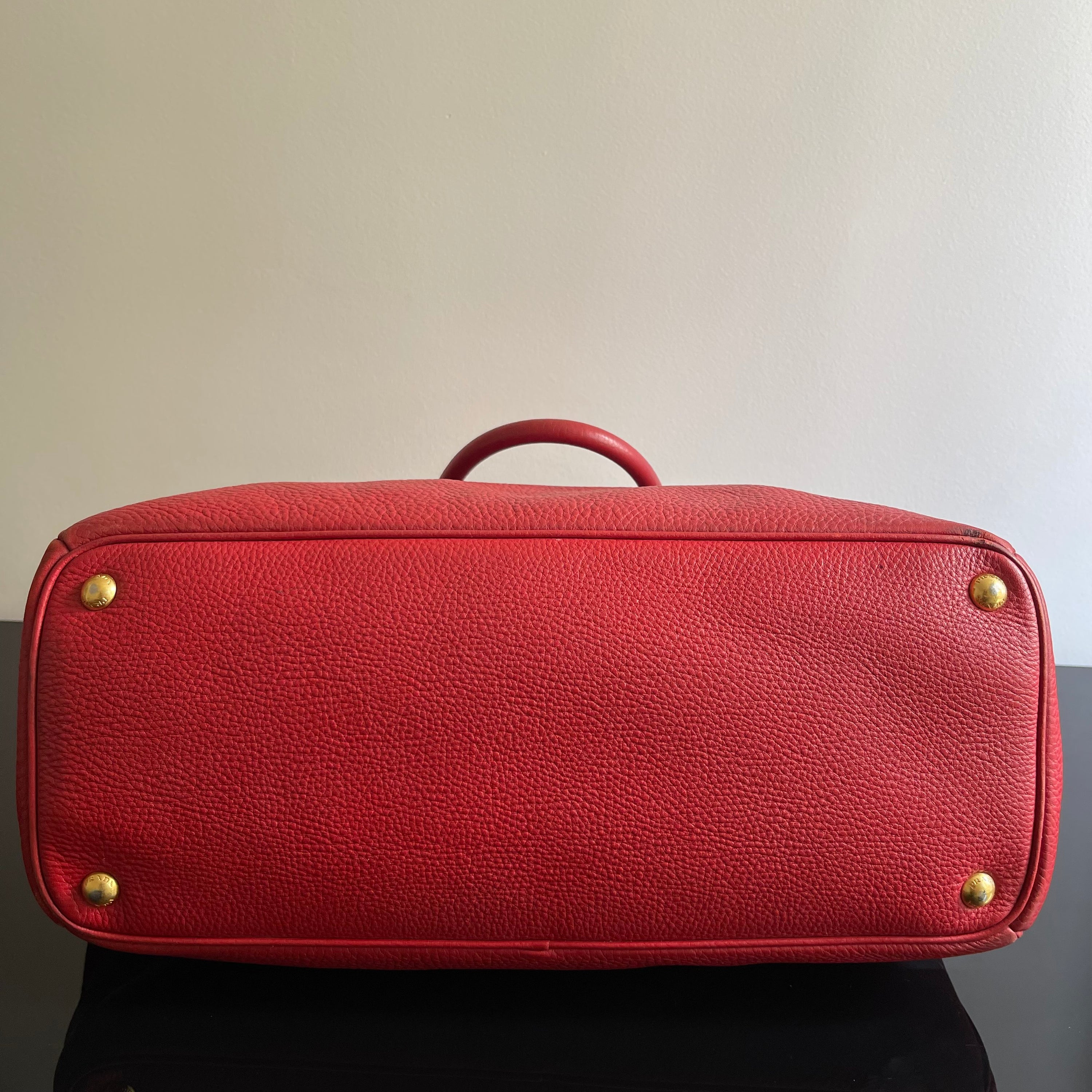 Prada Red Leather Tote Bag