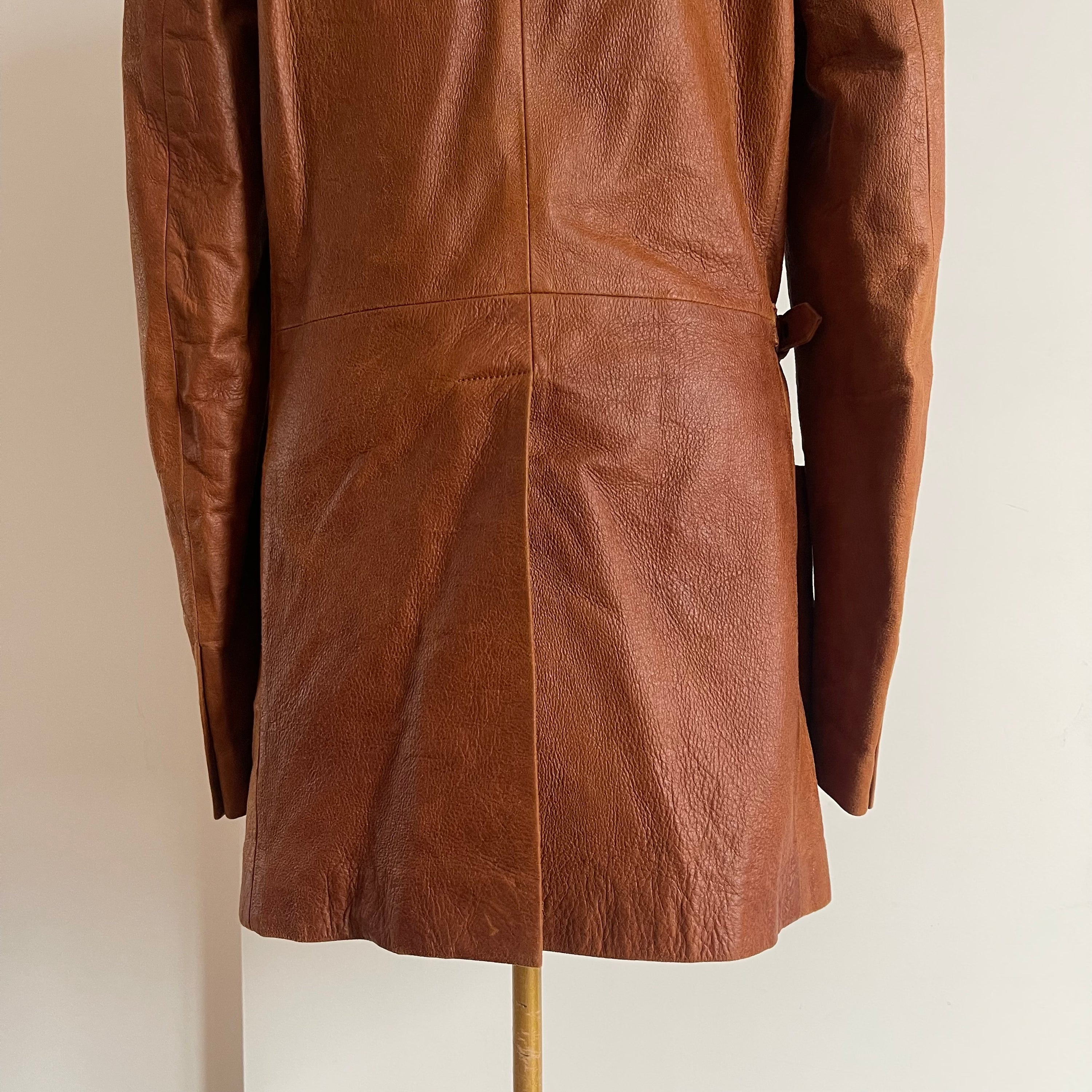 Dolce & Gabbana Double Breasted Calf Leather Coat