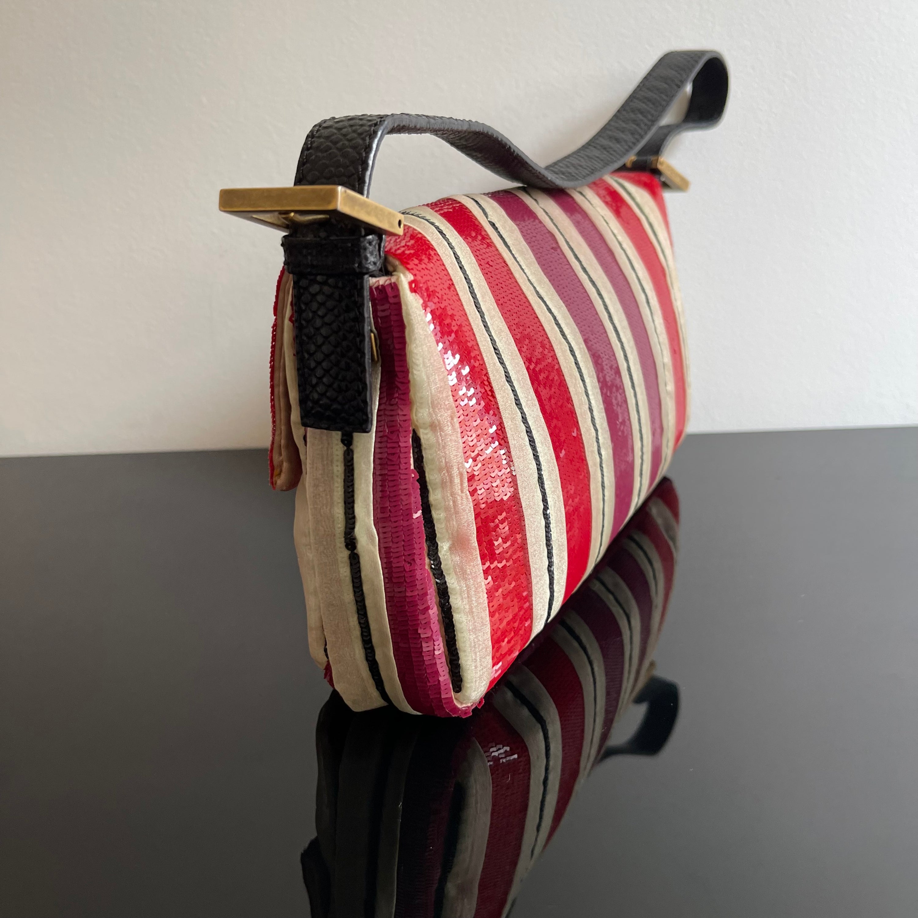 Fendi Sequined Stripes Baguette Bag