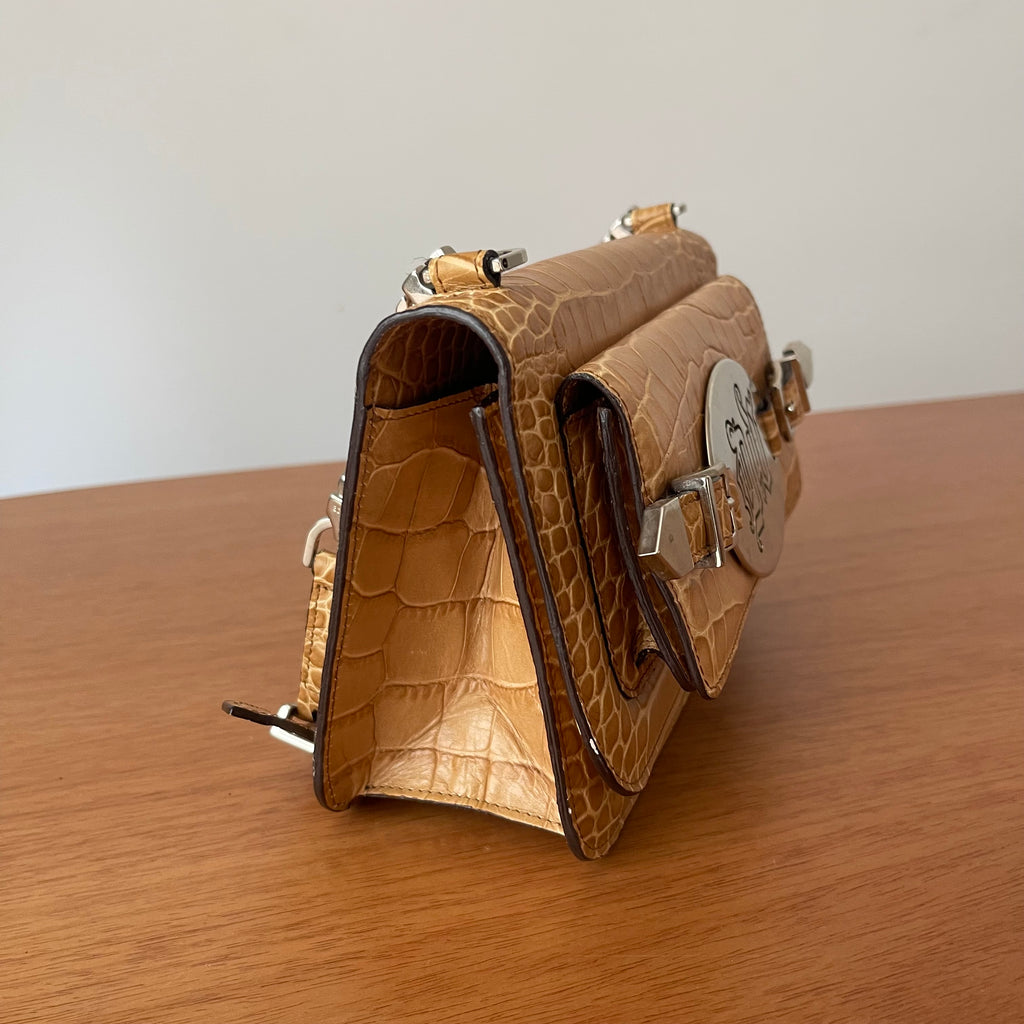Gianni Versace Croco Shoulder Bag