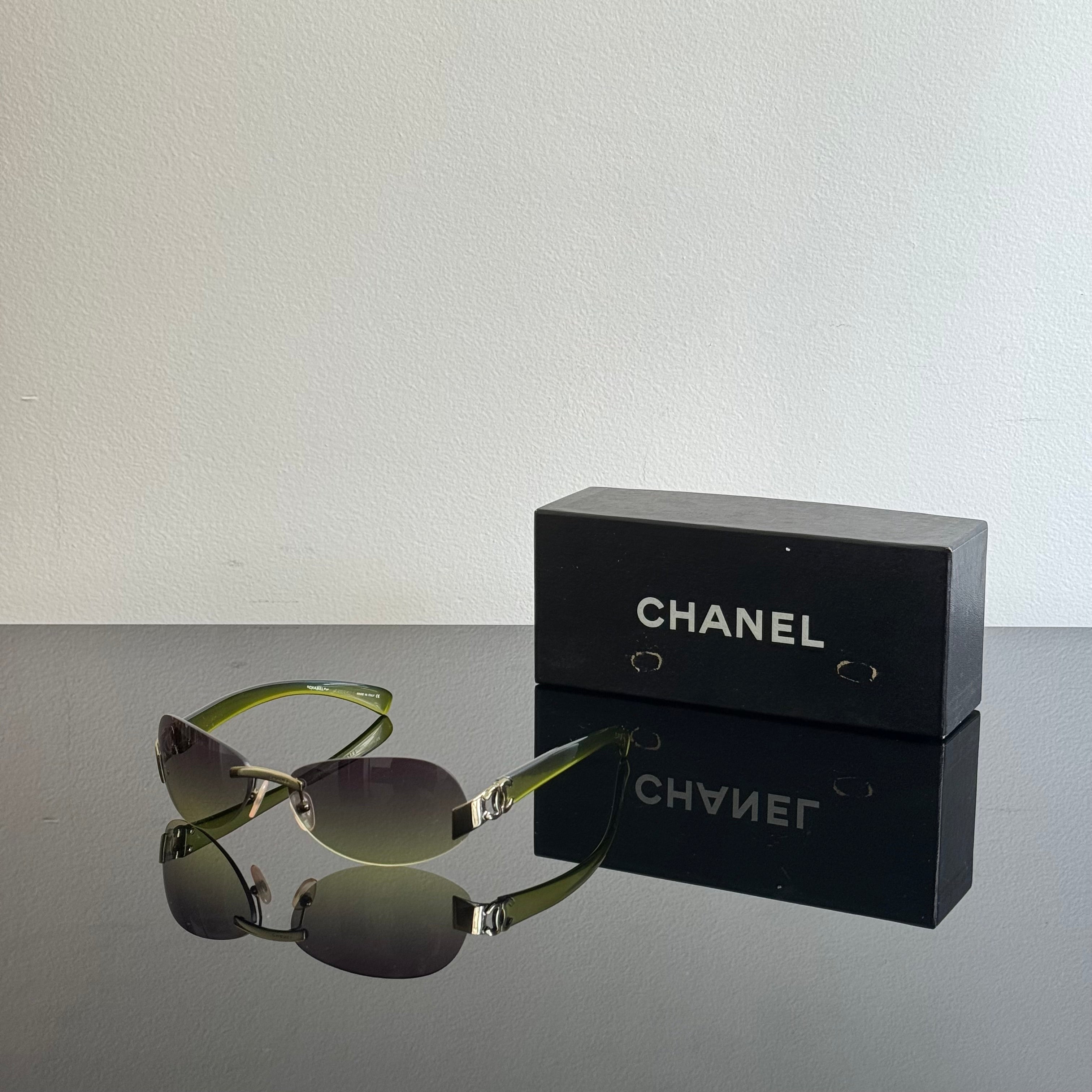 Chanel 2000s Green Sunglasses