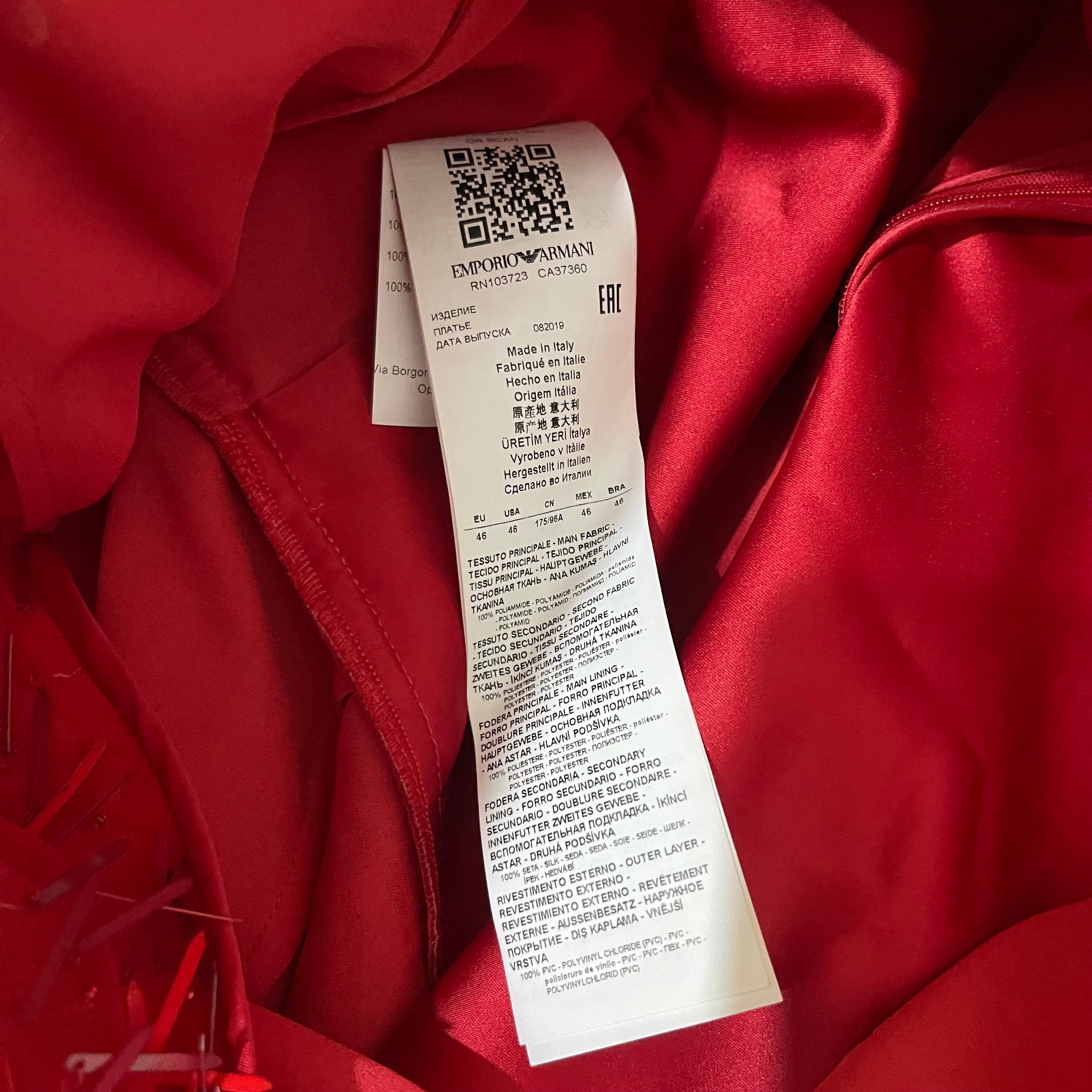 Emporio Armani F/W 2019 Red Sequin Dress