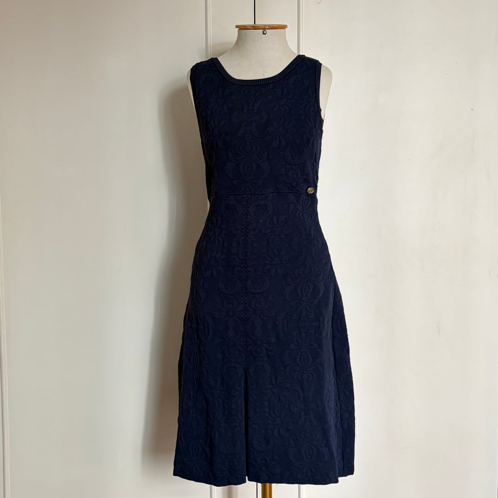 Chanel Blue Embossed Jacquard Knit Dress