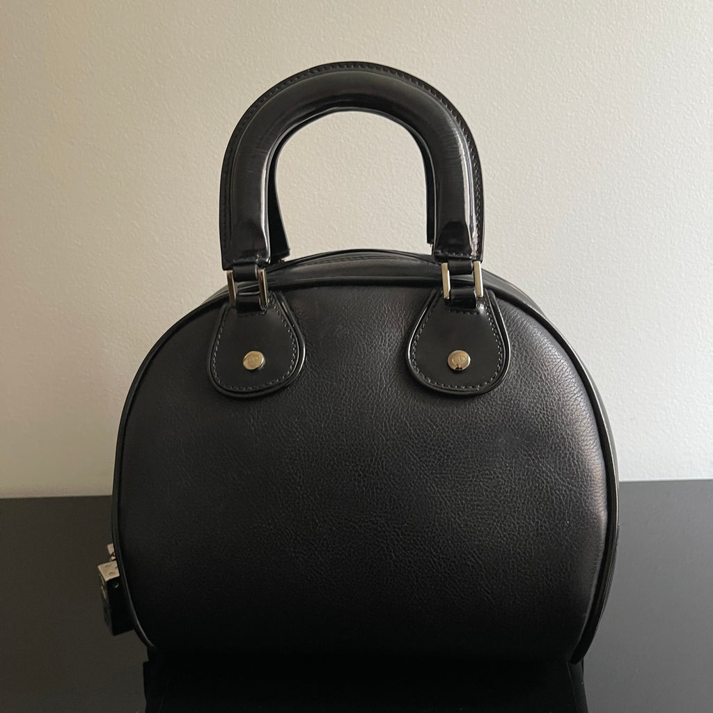 Christian Dior Gambler Dice Bowling Black Leather Bag