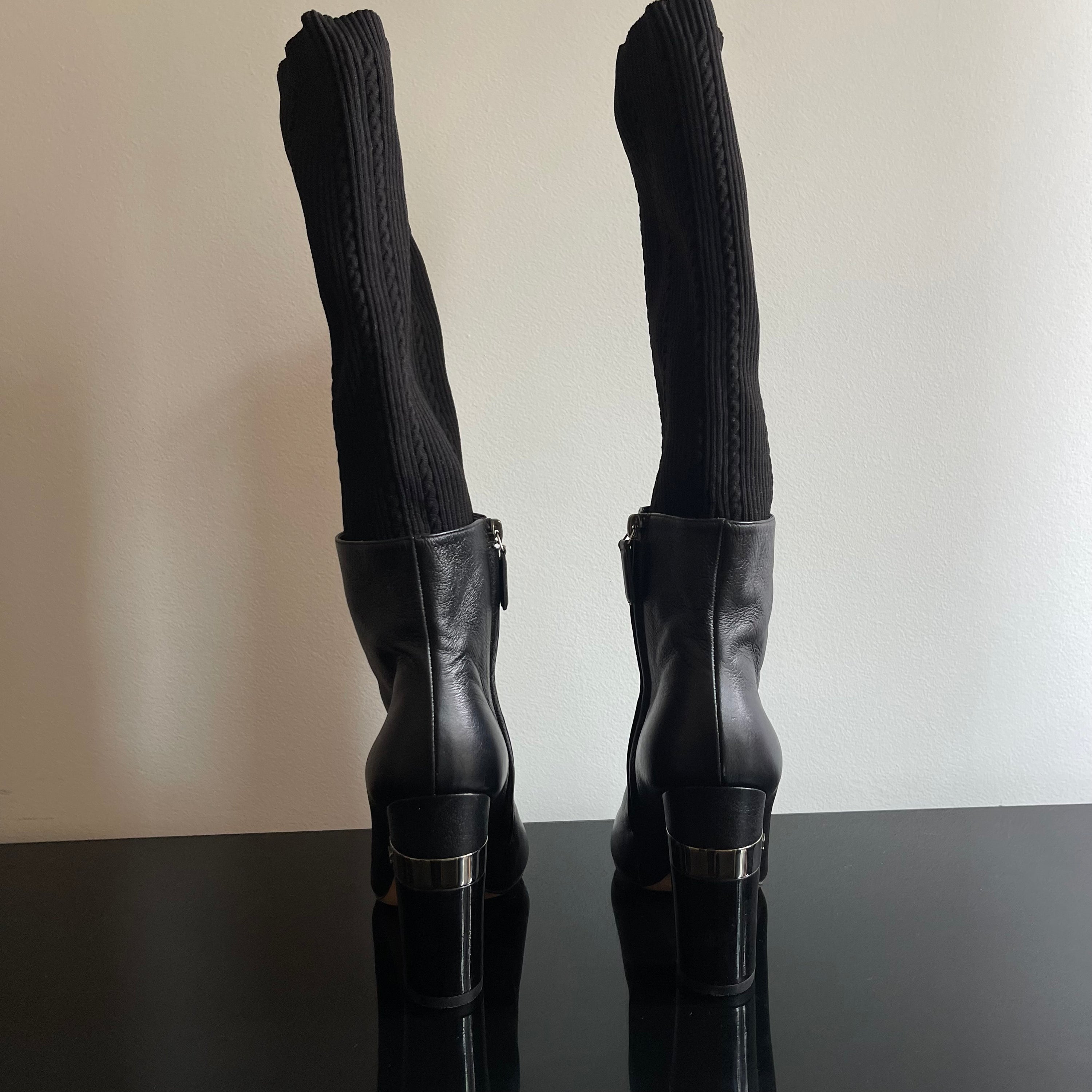 Chanel Black Leather Ankle Sock Boots