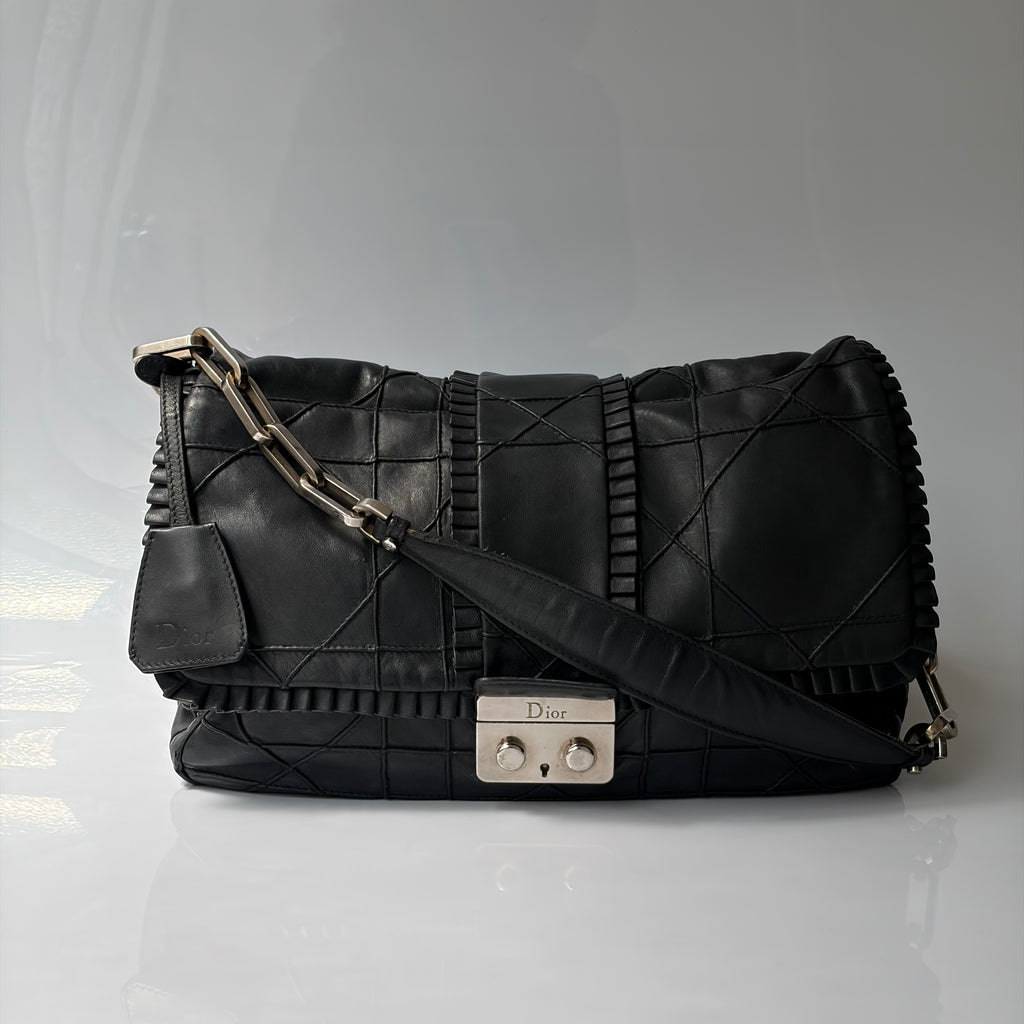 Christian Dior Cannage Ruffle New Lock Flap Bag
