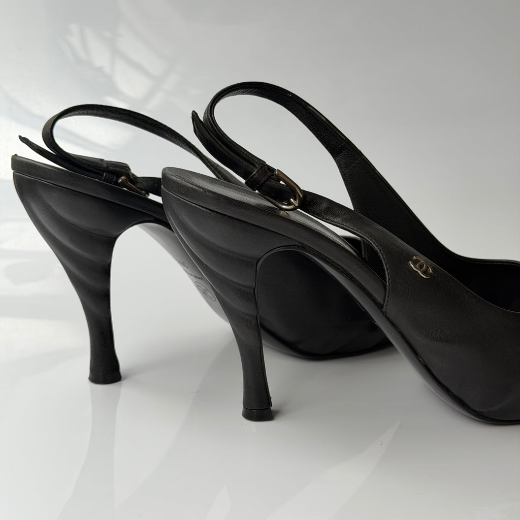 Chanel Leather Slingback Pumps