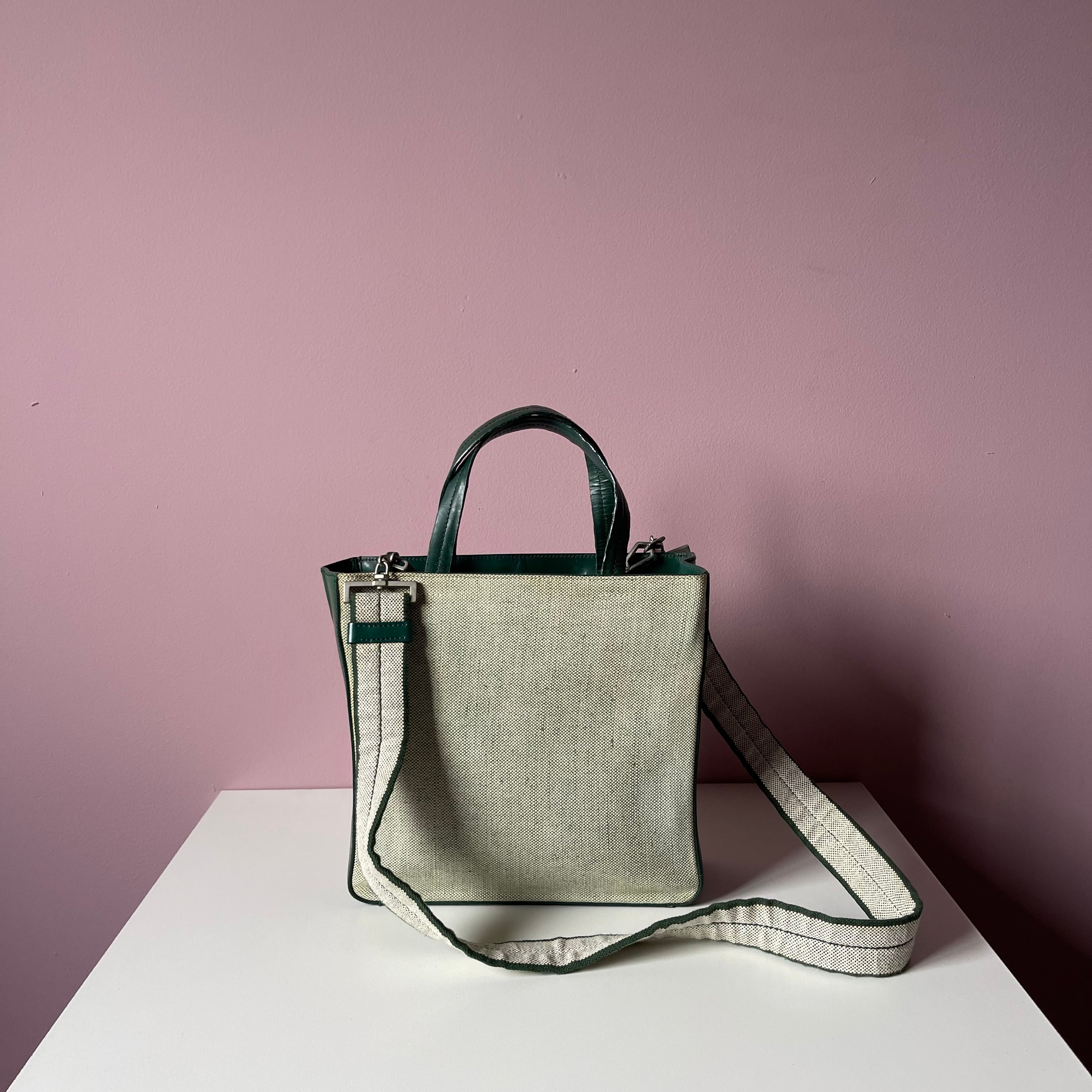 Prada Canvas Green Mini Tote Bag