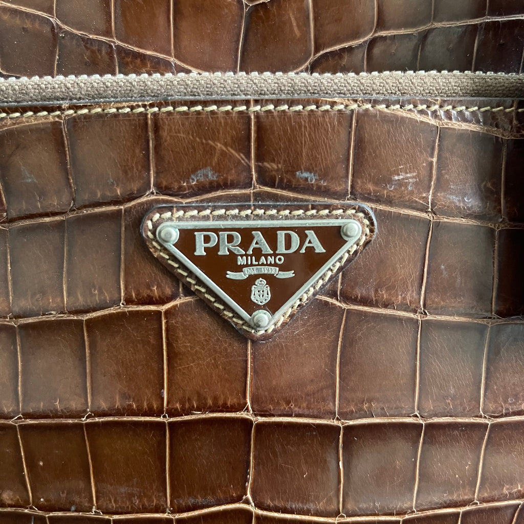 Prada Crocodile Leather Trolley Travel Bag