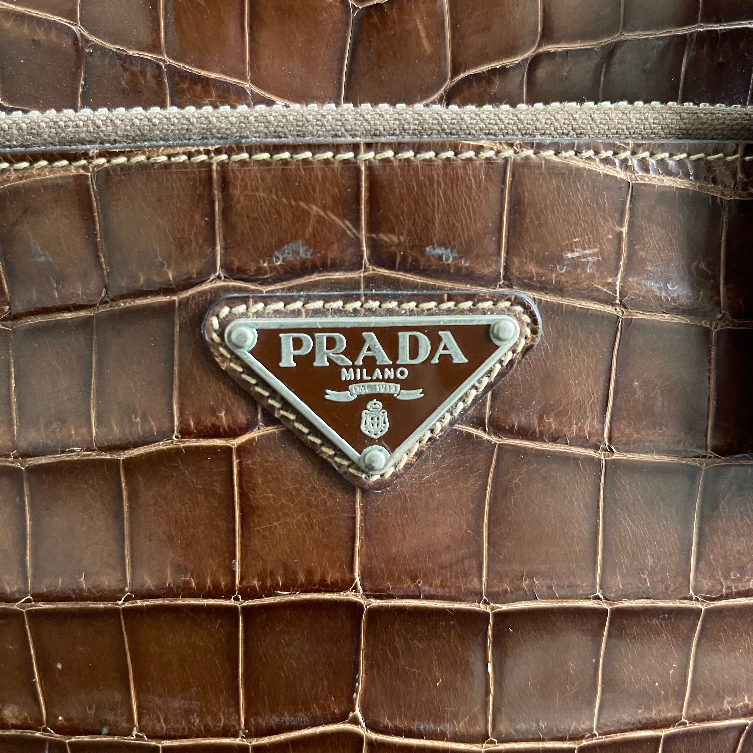 Prada Crocodile Leather Trolley Travel Bag