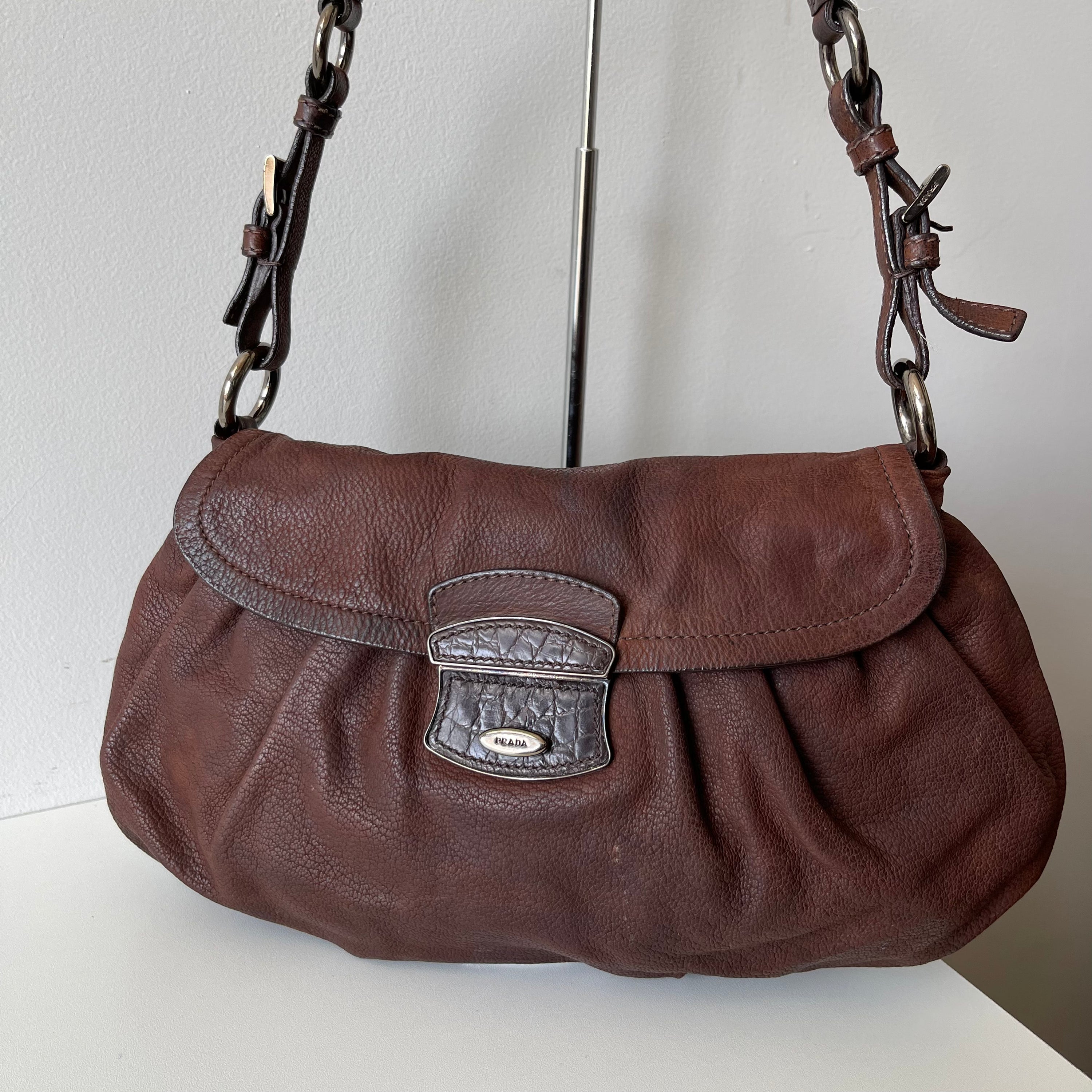 Prada Brown Leather Shoulder Bag