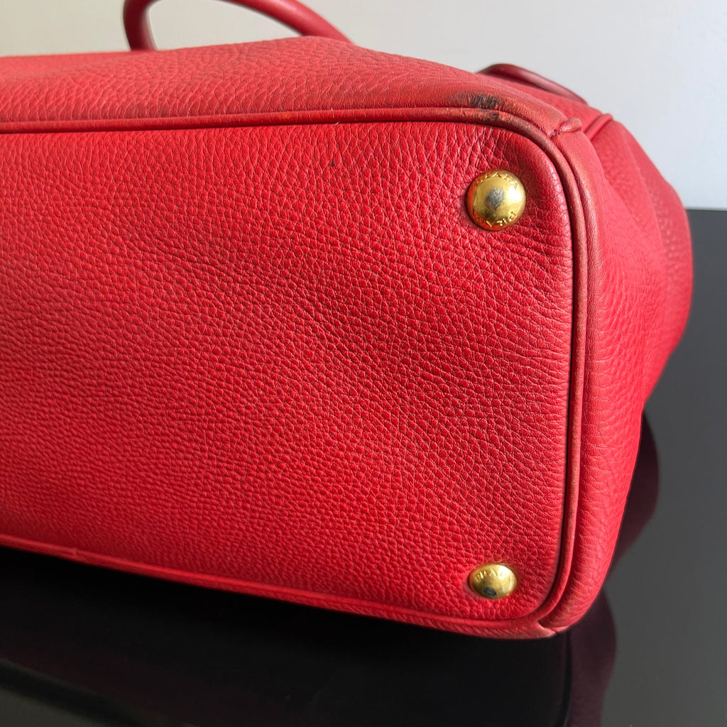 Prada Red Leather Tote Bag