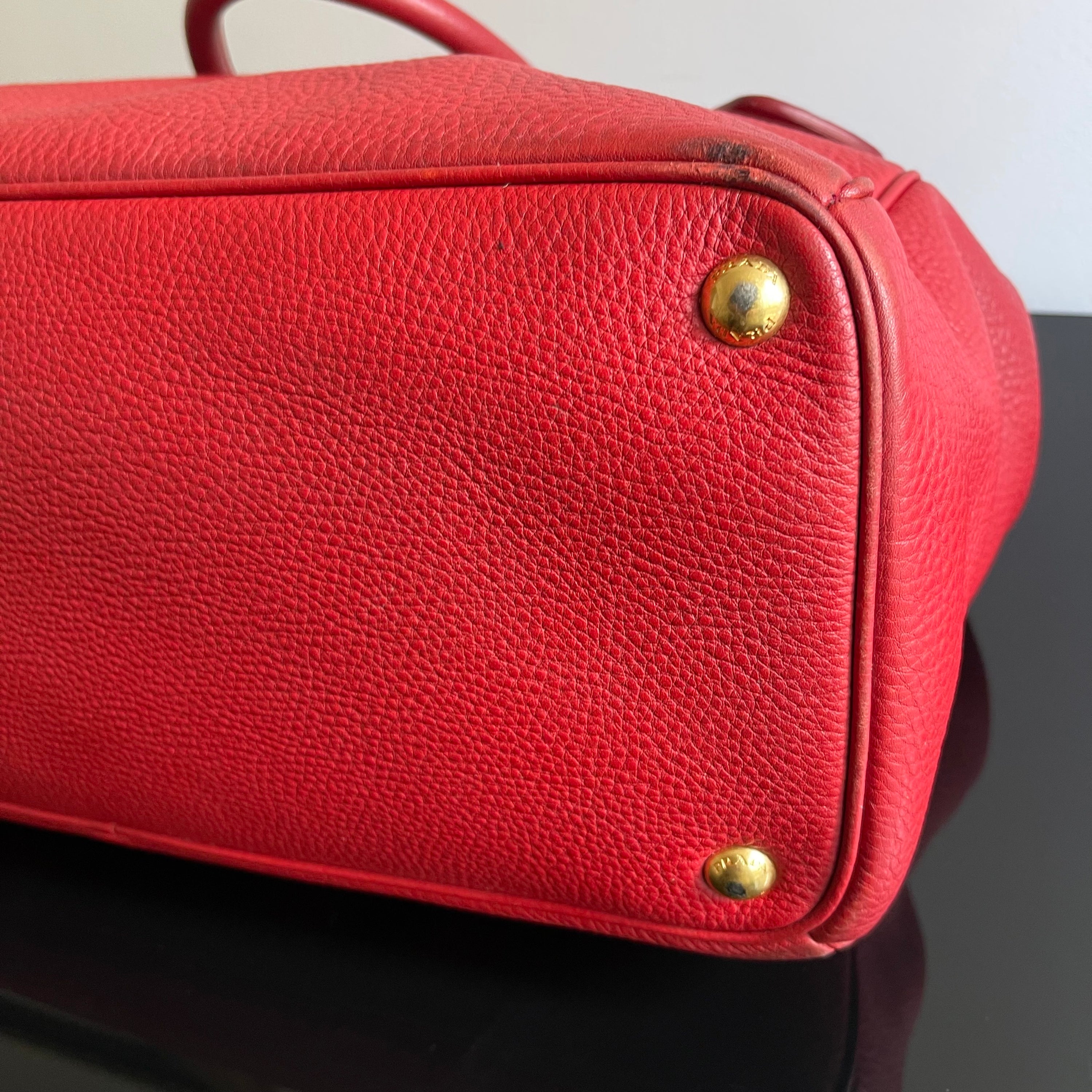 Prada Red Leather Tote Bag